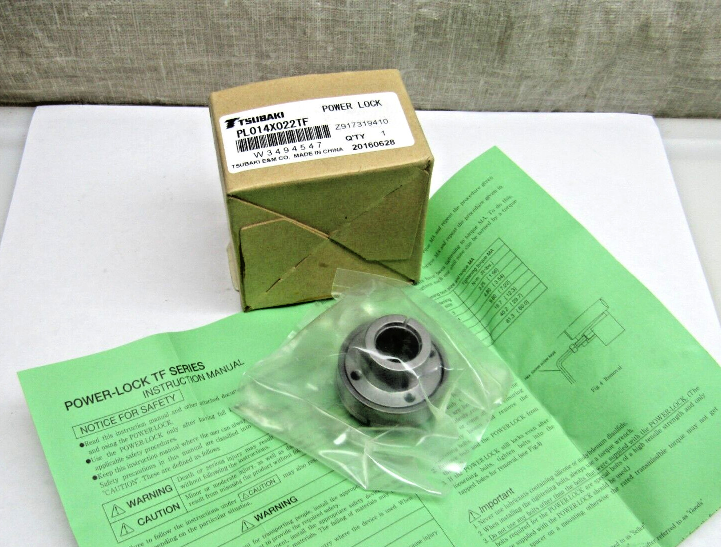 Tsubaki PL014X022TF Power Lock Keyless Bushing