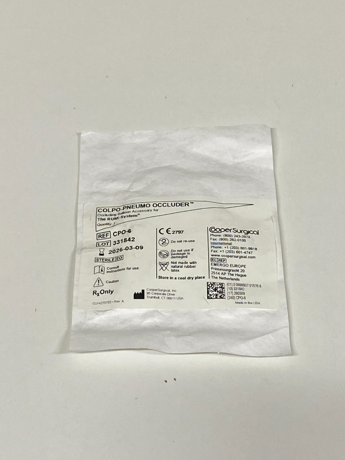 COOPER SURGICAL Occluder CPO-6 Exp.2026-03 (*CC16*)