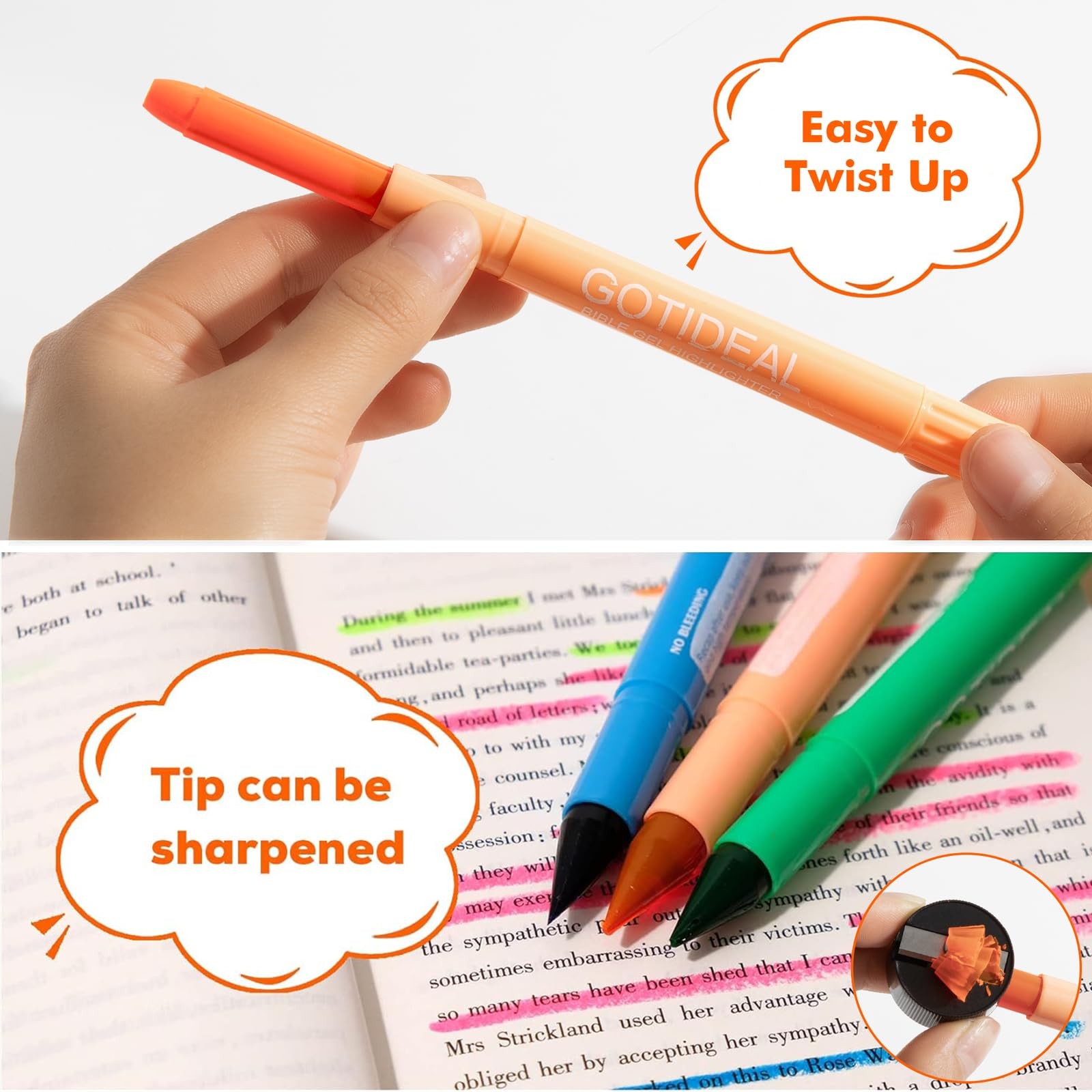 GOTIDEAL Bible Highlighters, 12 Pack Assorted Colors Gel Highlighters Pens Se…