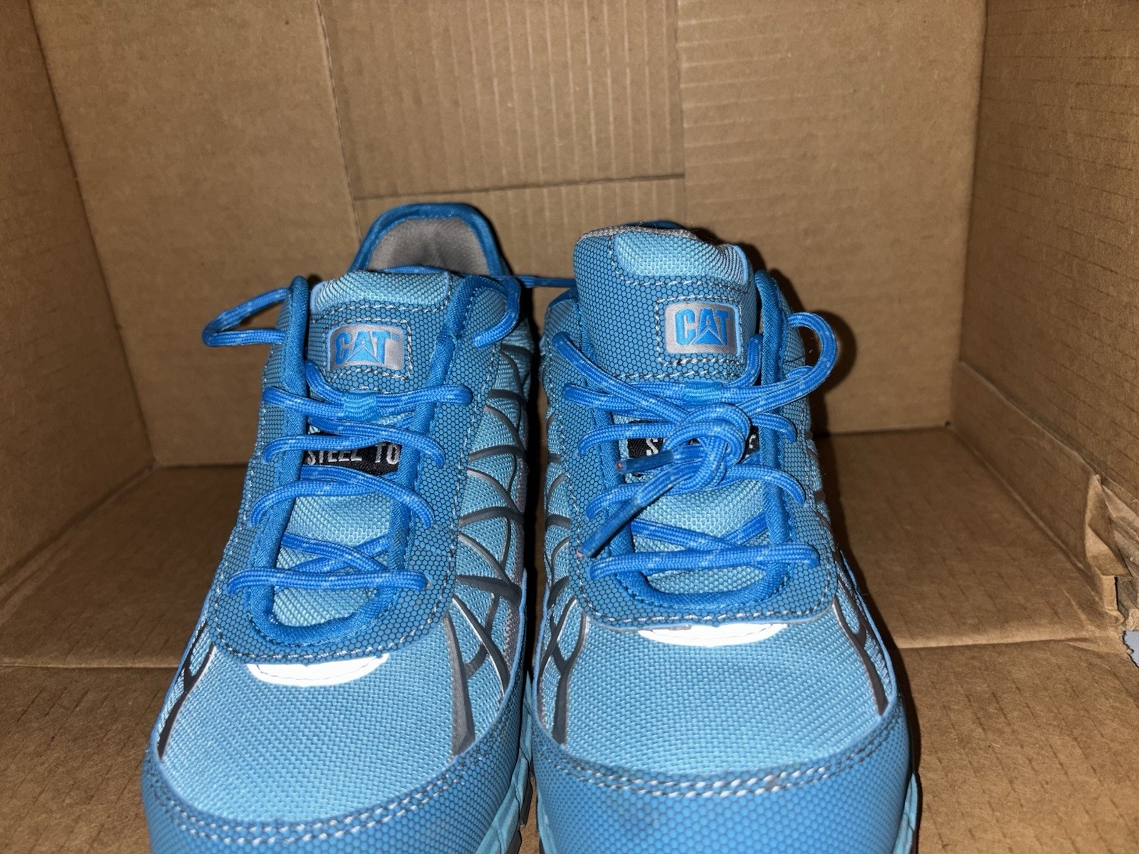 Womens CAT Caterpillar Blue/Gray Steel Toe Ergo SRX Protective Work Shoes SZ 9