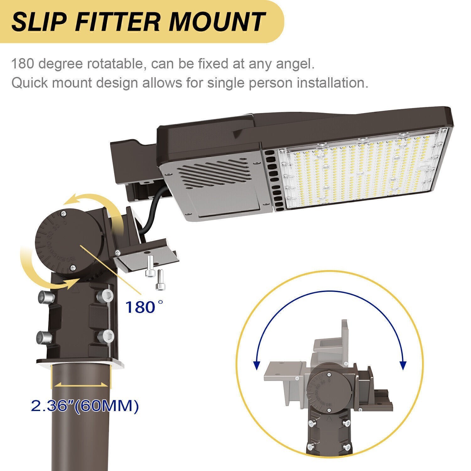 150W LED Parking Lot Light 22,500LM Outdoor Commercial Shoebox Street Fixture UL