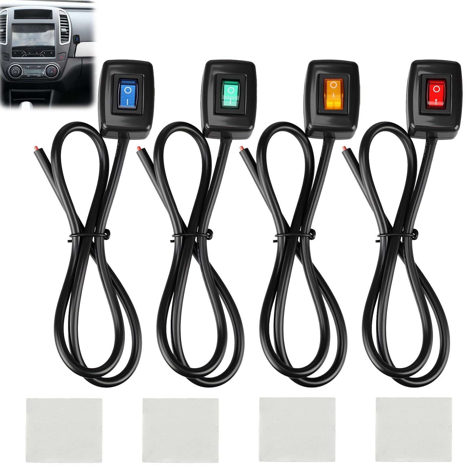 Universal Paste Type Push Button Switch with Indicator Light, DC12V 10A/24V 5…
