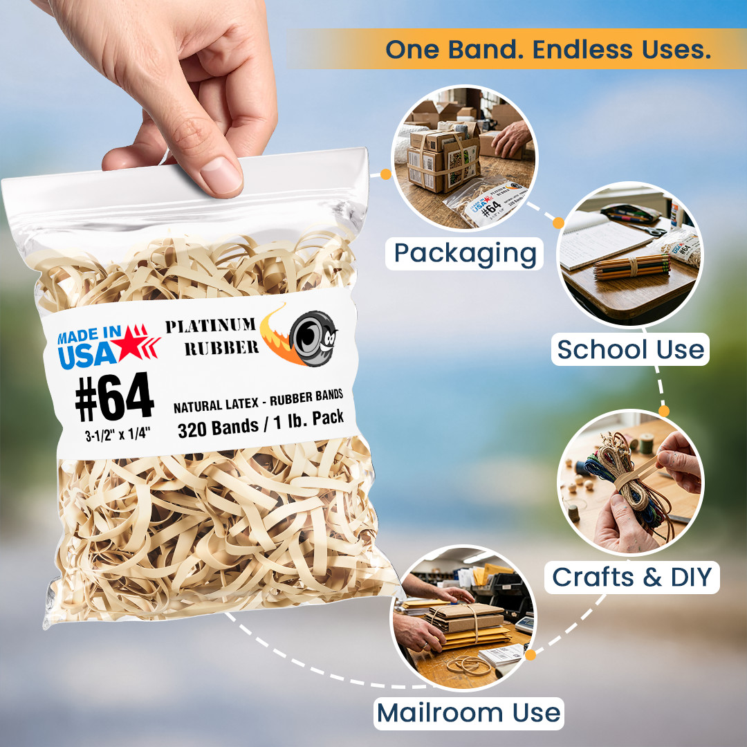 Bulk 5 Pounds – Platinum Rubber Bands #26644 Postal Size #64 (3-1/2 x 1/4″)