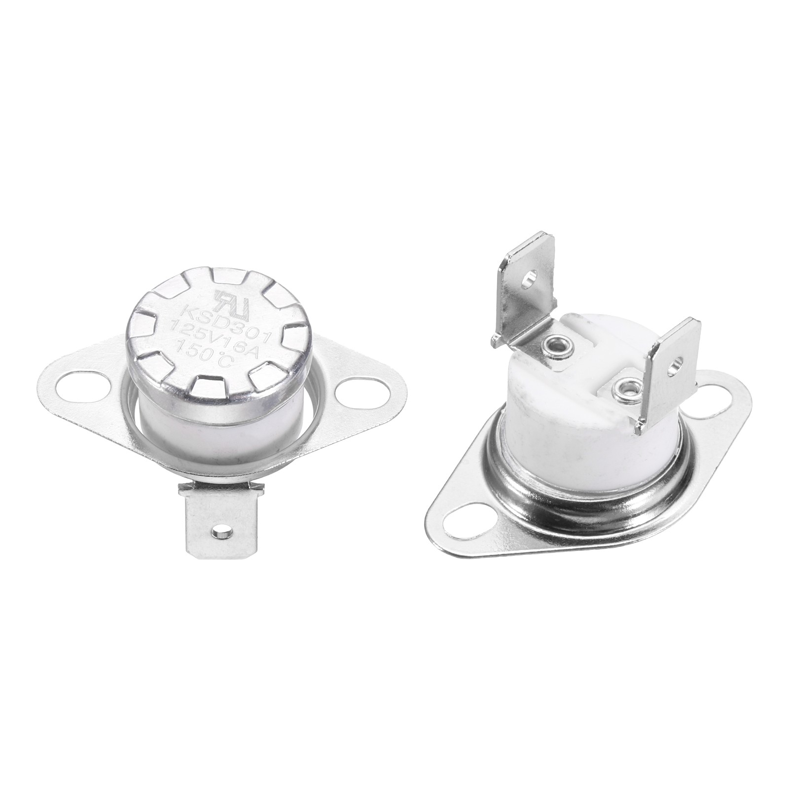 2Pcs KSD301 Thermostat 150°C/302°F 16A Normally Closed N.C Switch, Ceramic