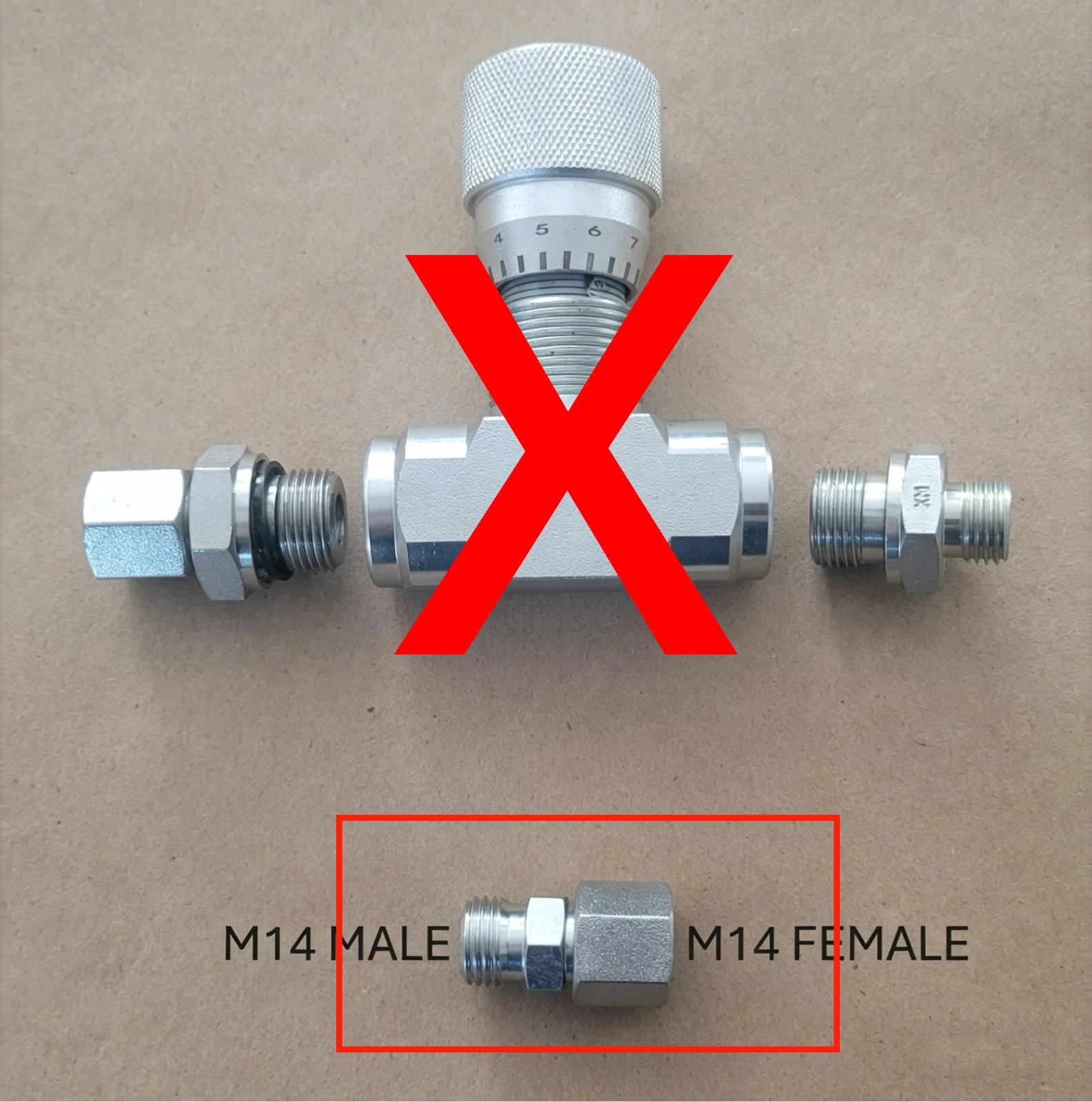 Hydraulic Flow Control Fitting,Mini Excavator,AGT,Inline,M14,SS,Reduce Jerkiness