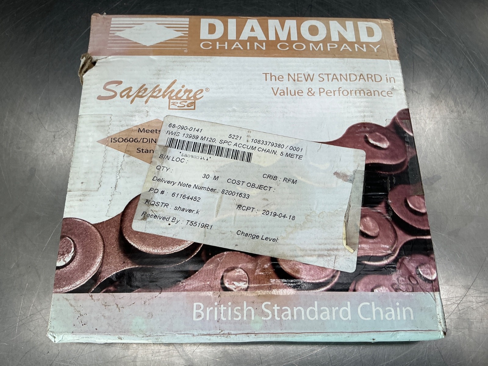Diamond Chain Company 10B-1 X 10/ FT, 10B / 5/8 in Pitch Carbon Steel 10ft