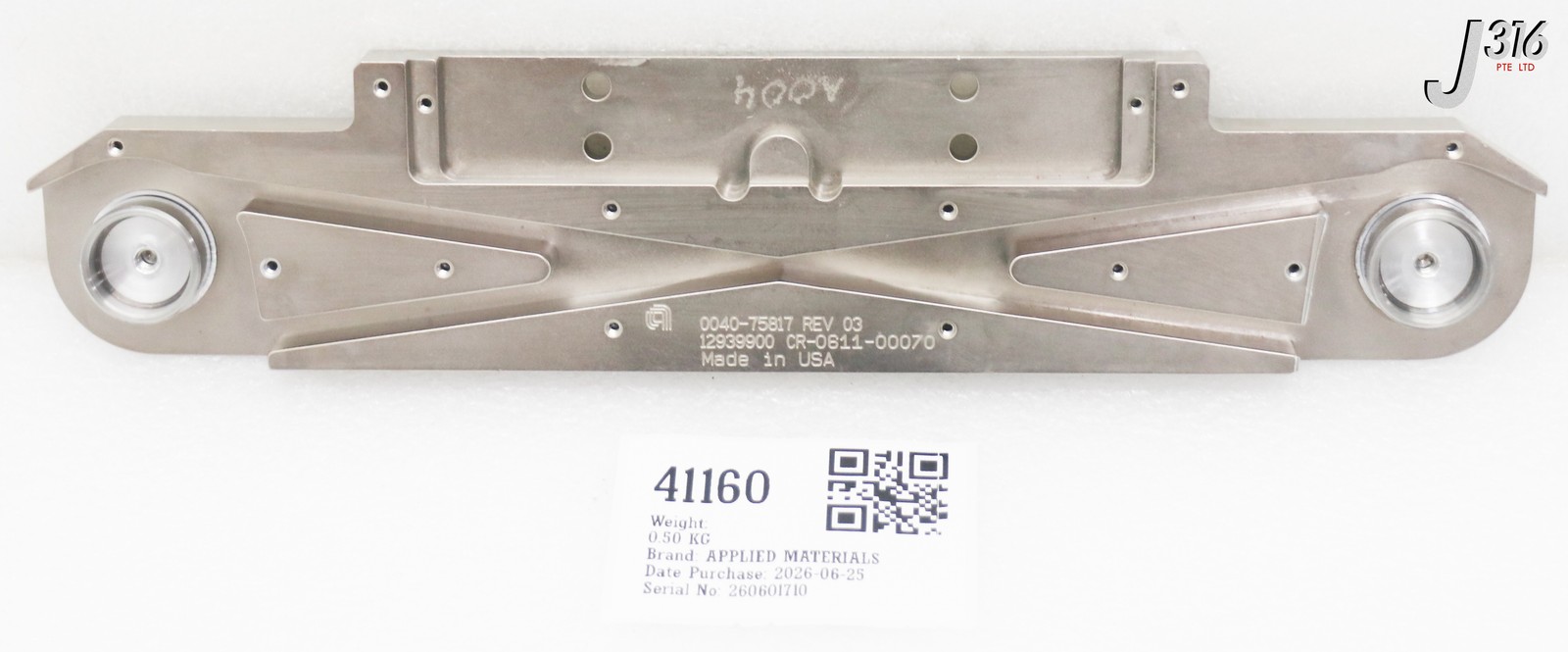41160 APPLIED MATERIALS MOUNT END EFFECTOR CR 300MM ROBOT 0040-75817