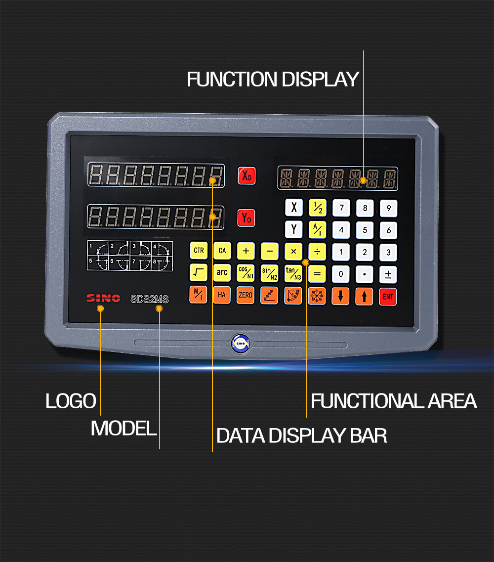 SINO SDS2MS 2 Axis DRO Set Digital Readou Kit With 2PCS KA300 Linear Scale 5um
