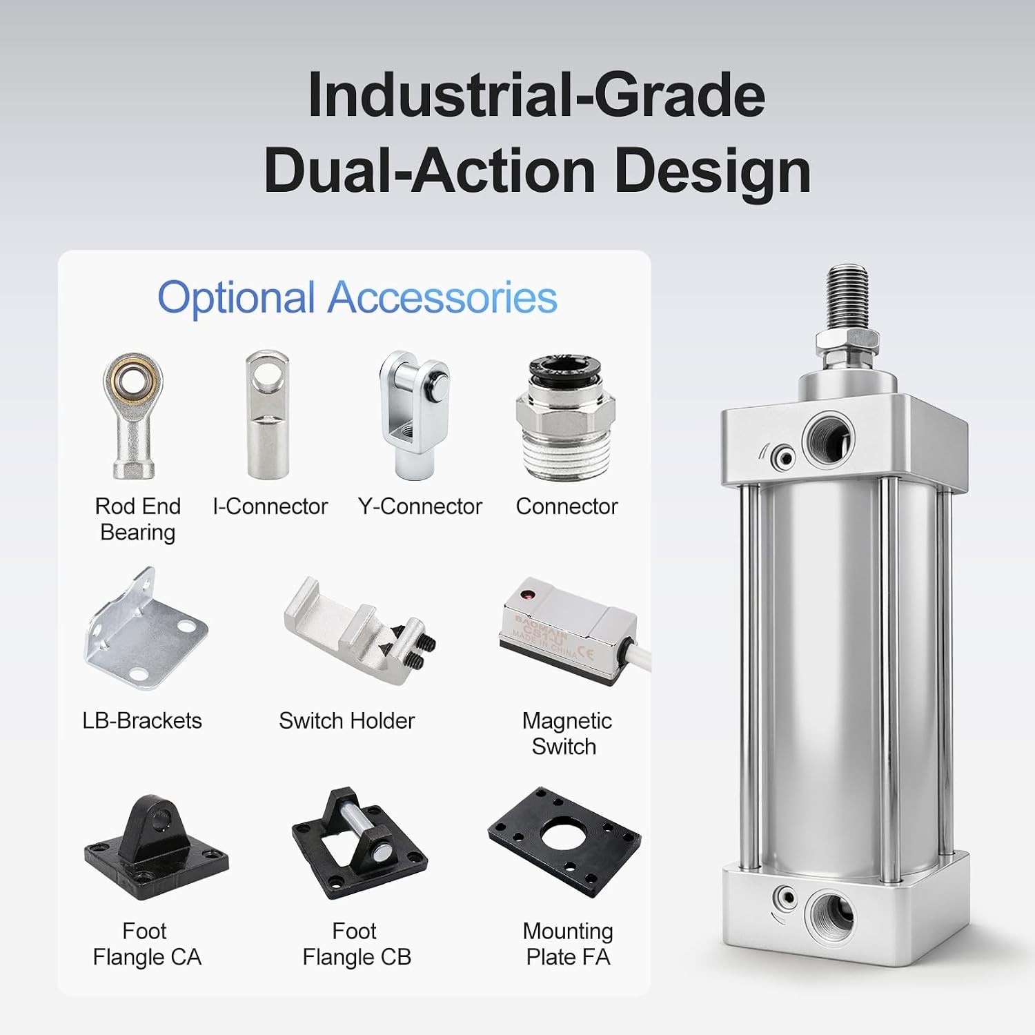 Robust Aluminum Alloy Pneumatic Cylinder – 1-1/4″ Bore, 7.87″ Stroke Efficiency