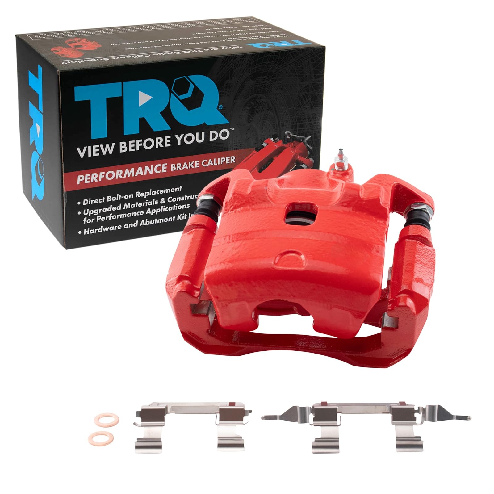 TRQ Front Left Brake Caliper w/Bracket Performance Red Drivers Side Compatible w