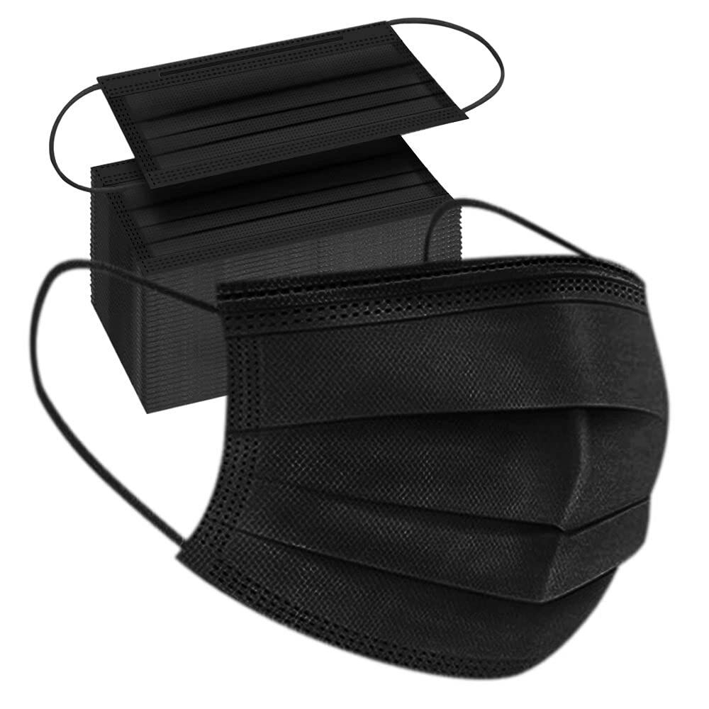 50 PCS Disposable Face Mask Non Medical Surgical 3 Ply Ear Loop Black Masks USA