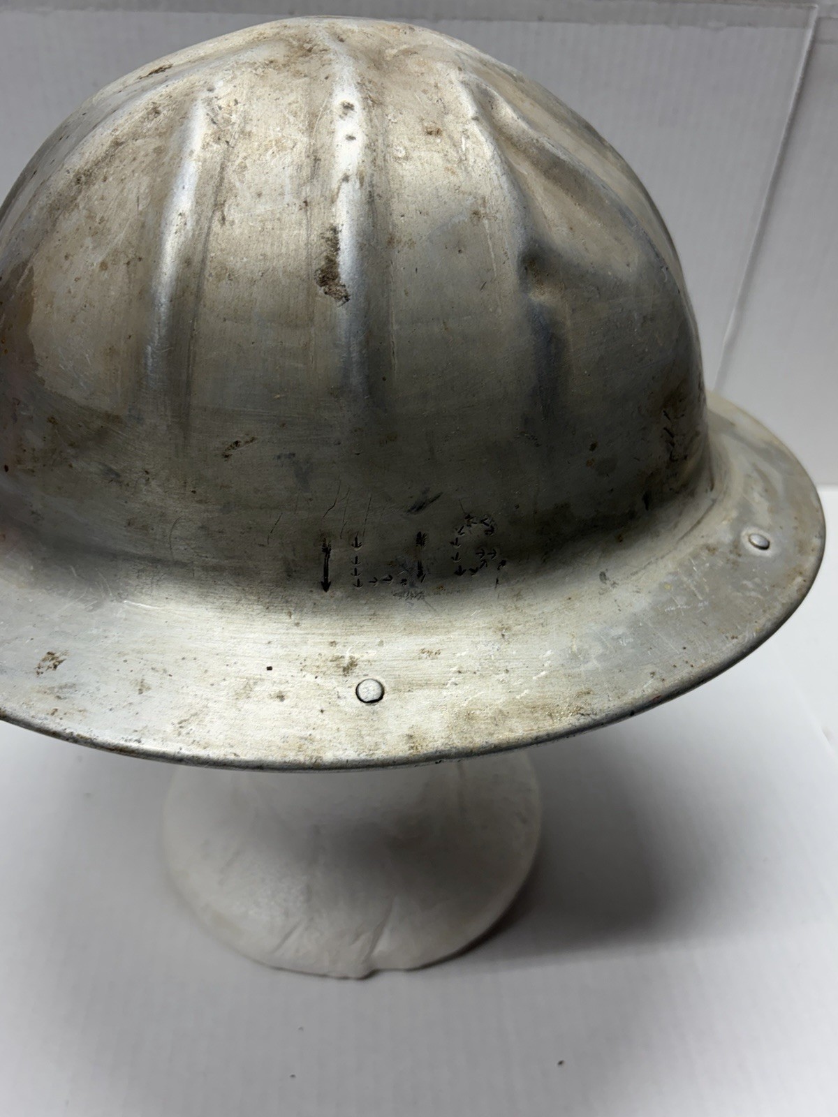 Old New Stock 1950s Vintage B.F. McDonald Aluminum Hard Hat w/Patent #s
