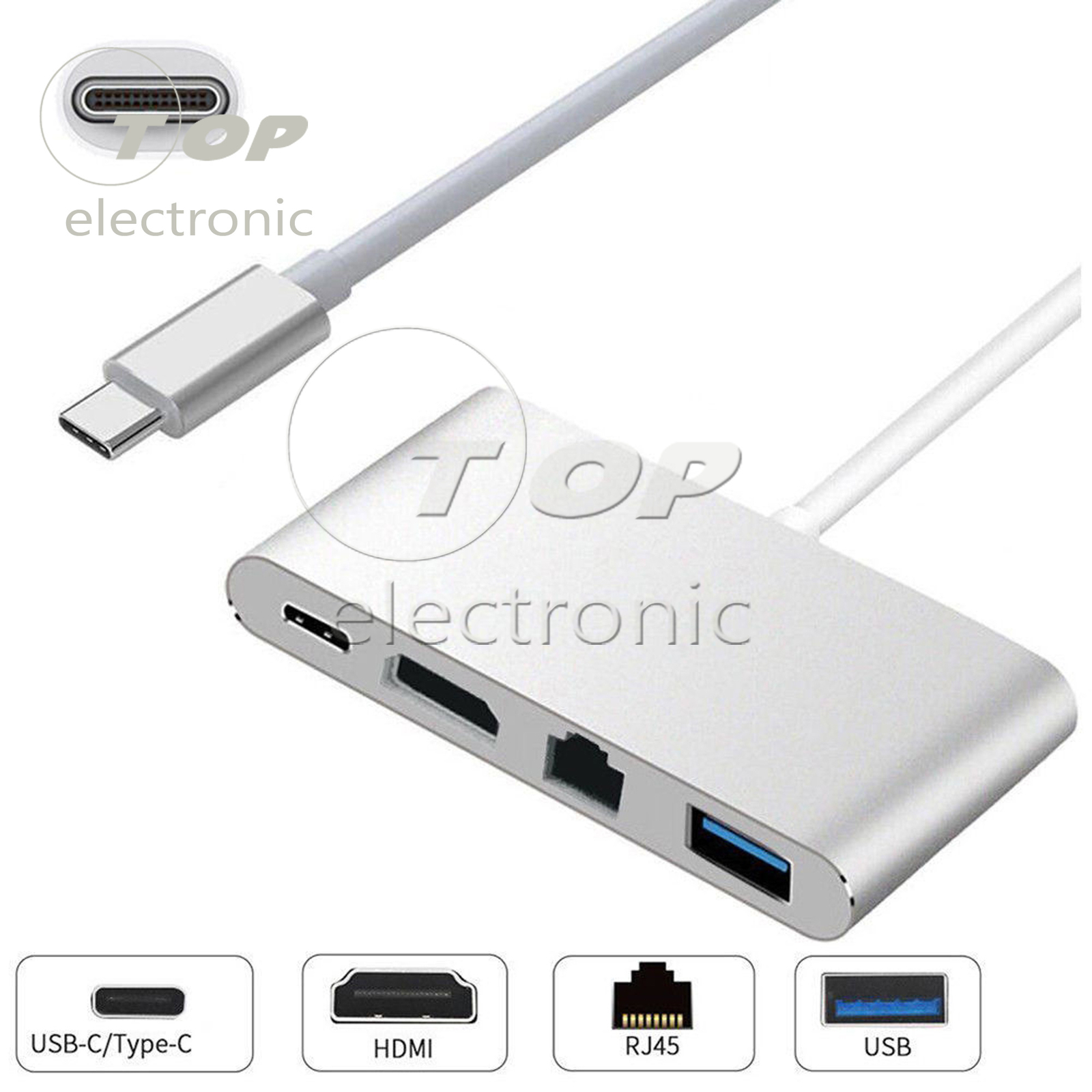 USB-C to HDMI 4K+Ethernet (RJ45 Port)+USB 3.0 USB 3.1 Type C Adapter