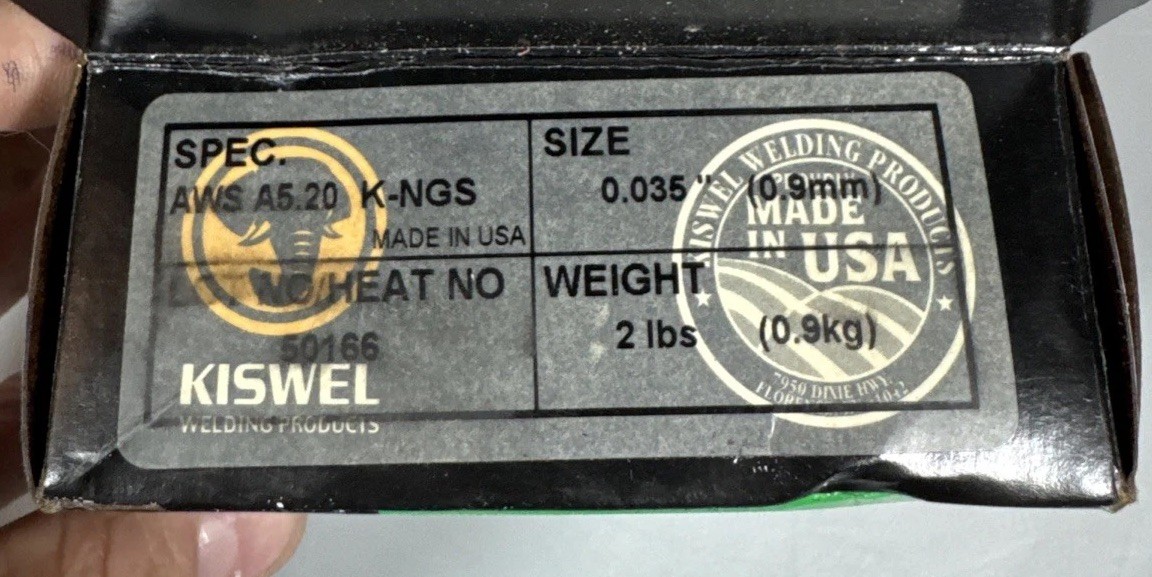 Kiswel Welding Wire AWS A5.20 K-NGS 0.035” (0.9mm) Flux Core 2lb Made in