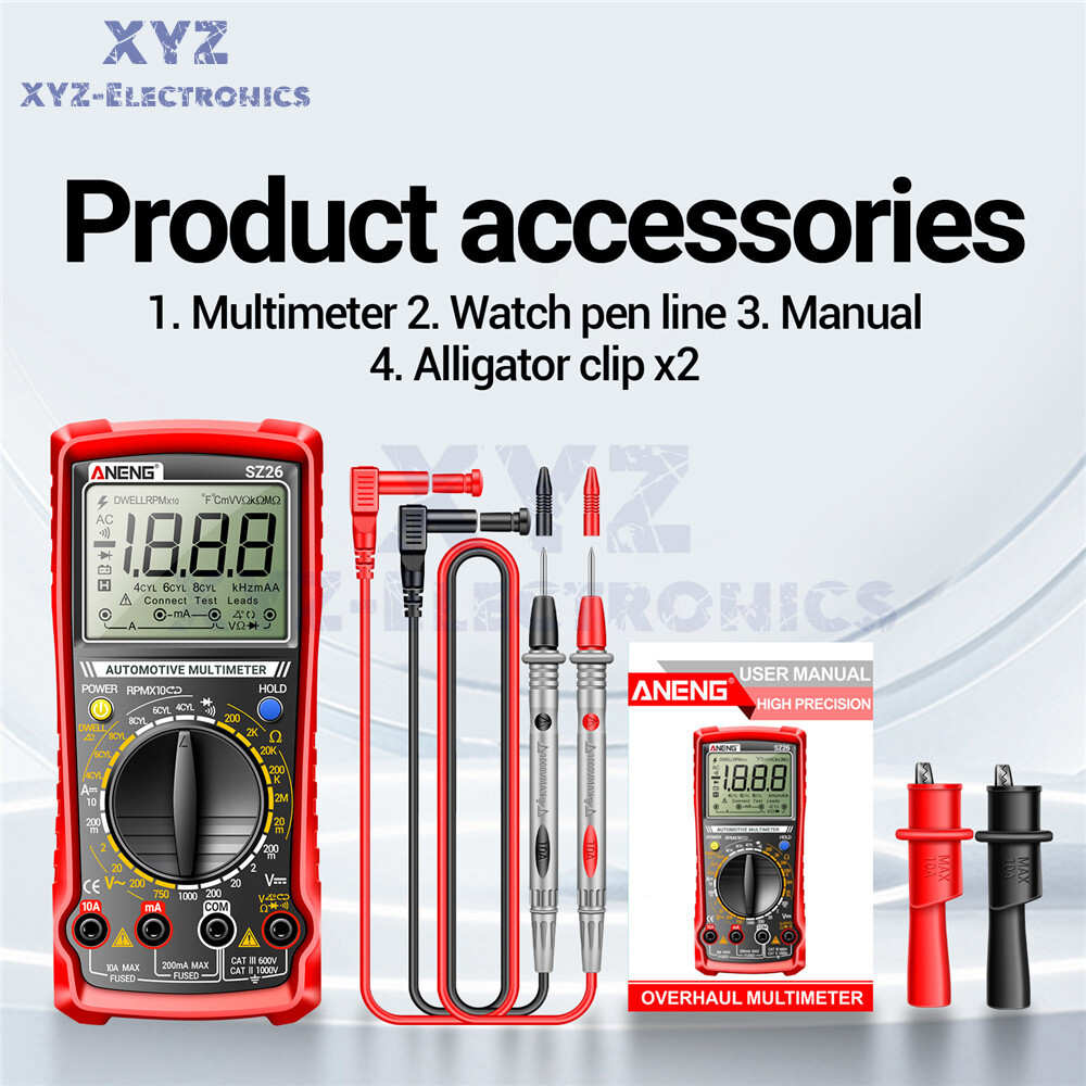 SZ26 Digital Multimeter 0-1000V 1999 Count AC/DC Car Overhaul Diode Resistance