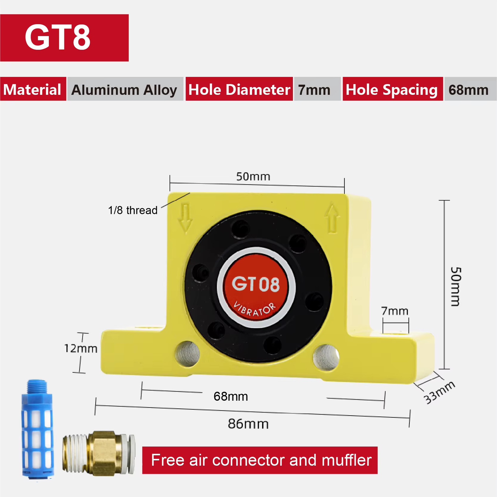 Pneumatic Turbine Vibrator GT4 GT6 GT8 GT10 GT13 GT16 GT20 GT25 GT30 Air Vibrato