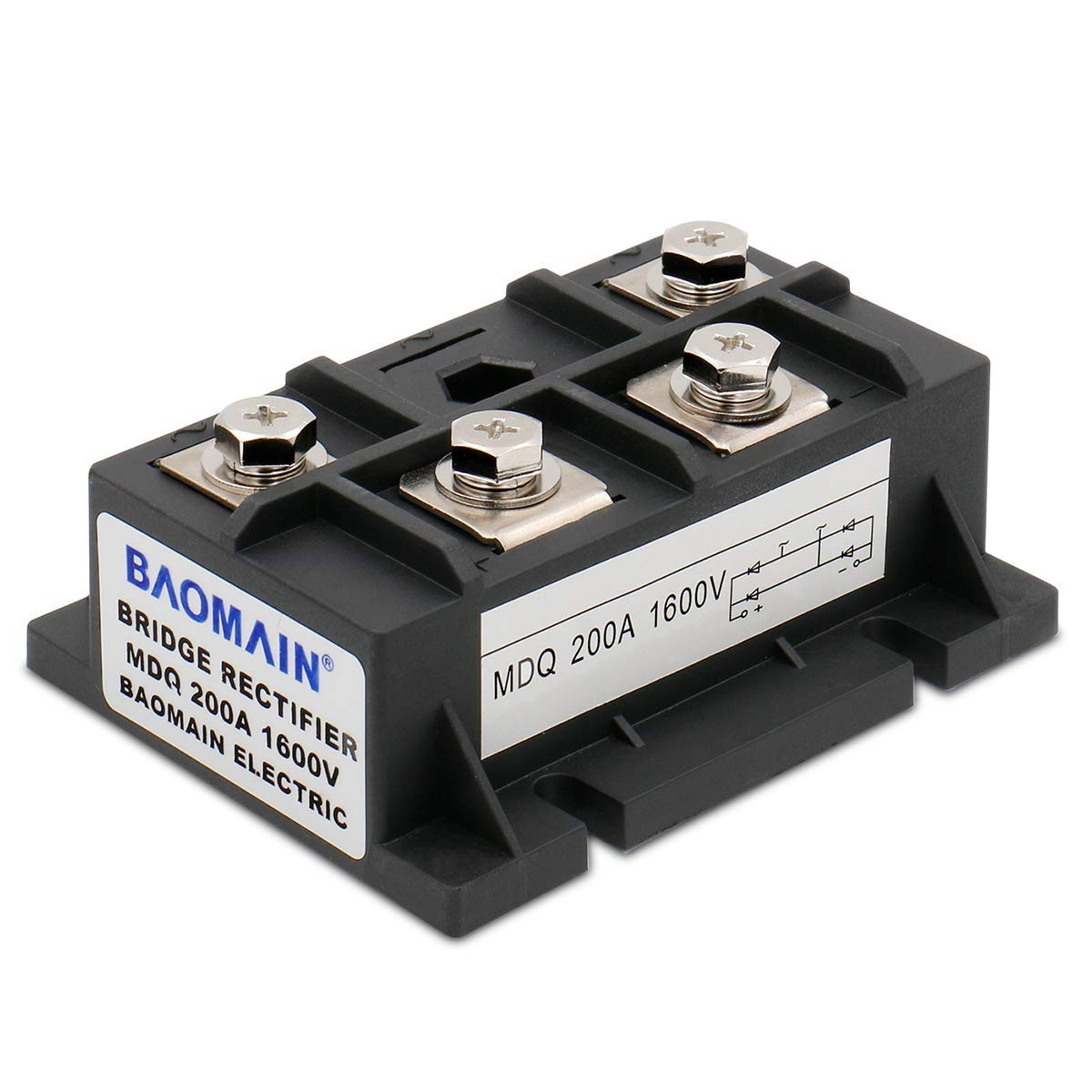 Single Phase Diode Bridge Rectifier MDQ-200A, 200A 1600V, 4 Terminal Full Wave D