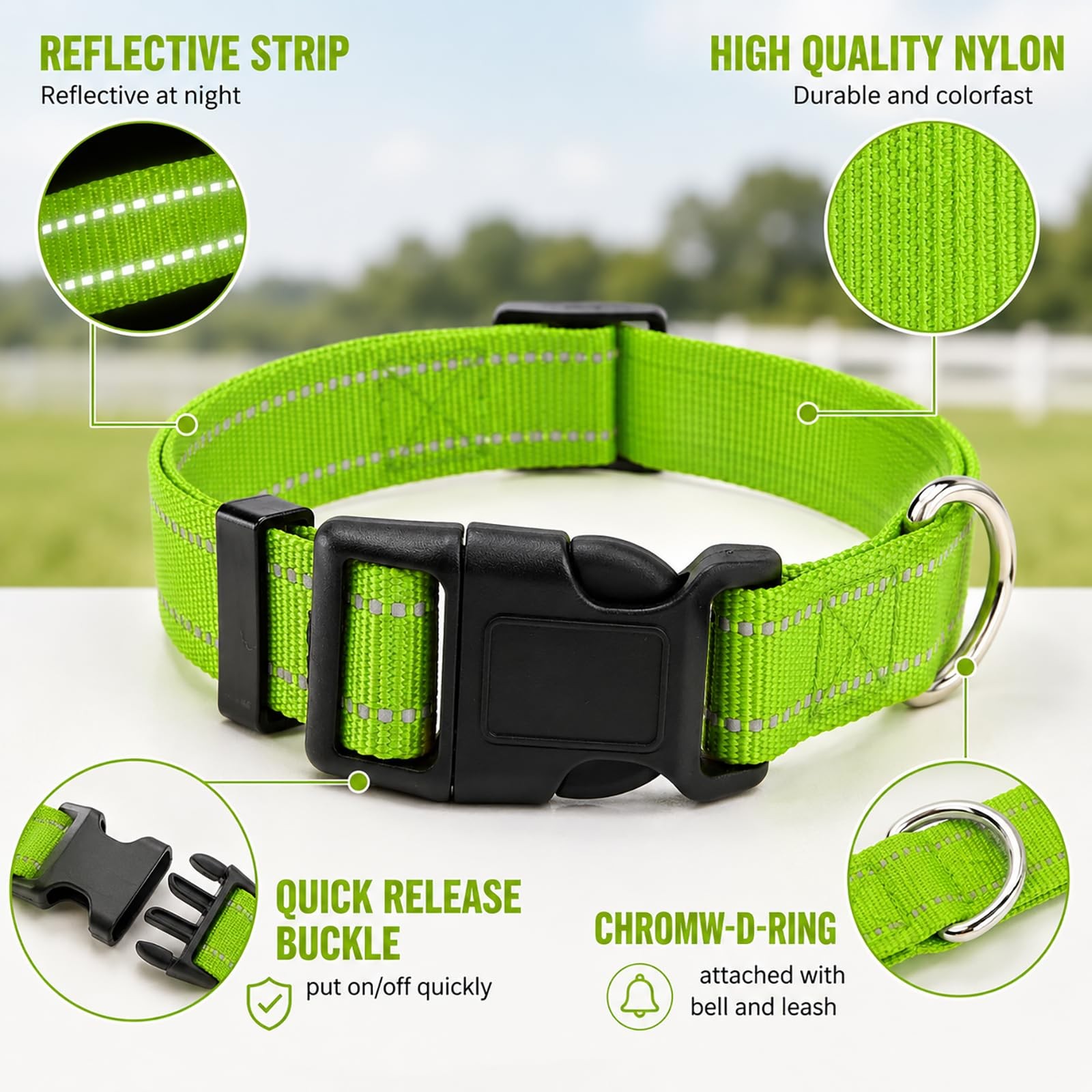 10 Pack Reflective Goat Collar with Crisp Bells,Adjustable Nylon Sheep Collar…