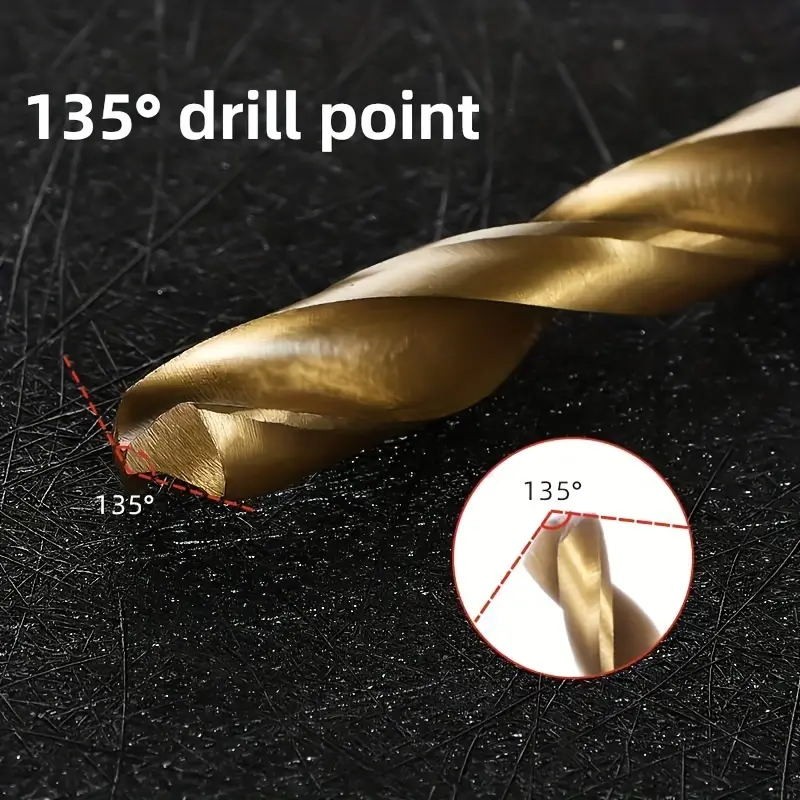 13Pcs HSS Titanium Coated Twist Drill Bit Set 1.5-6.5mm Hex Shank For wood Metal