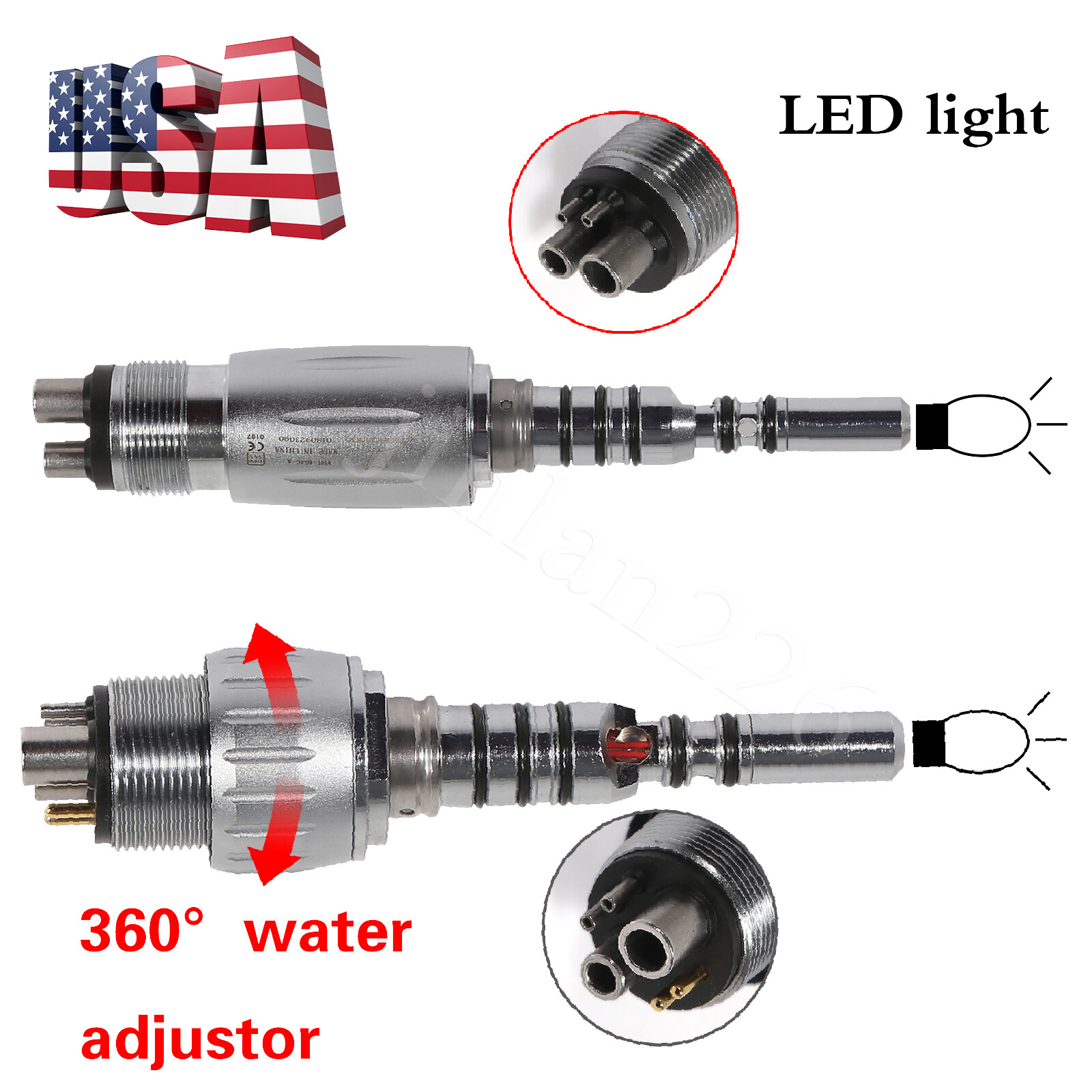 Dental LED Quick Coupler KAV 4 Hole / 6 Hole for KAVO Fiber Optic Handpiece
