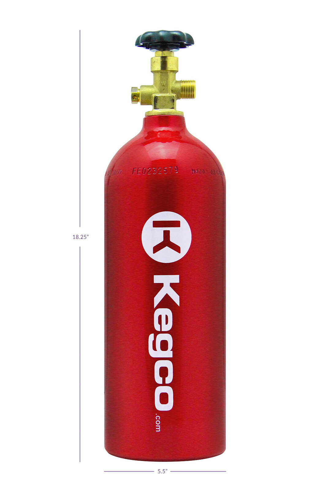Kegco 5 lb. Aluminum Co2 Tank with Electric Red Epoxy Finish for Kegerator