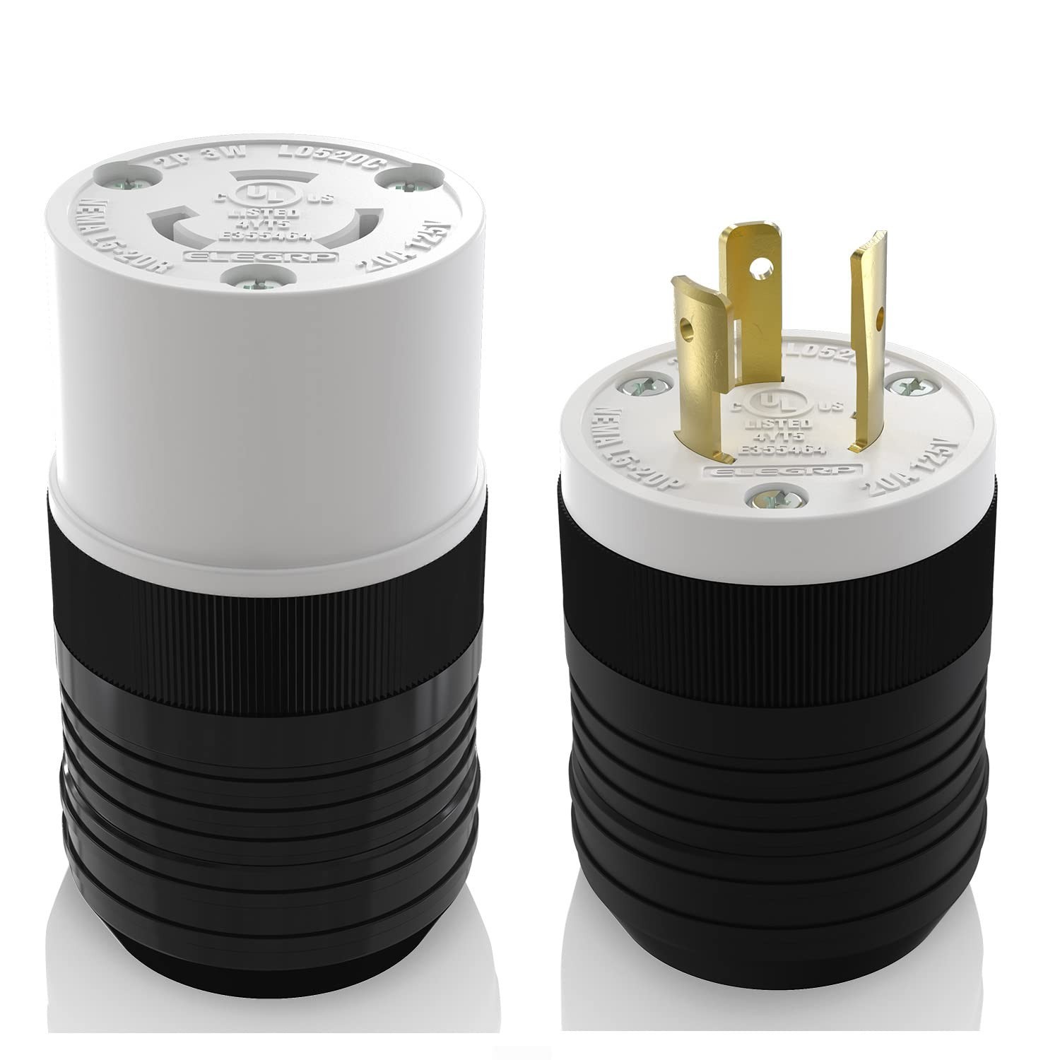 20 Amp Locking Plug & Connector Set, NEMA L5-20P/L5-20R, Generator Twist Lock Ad