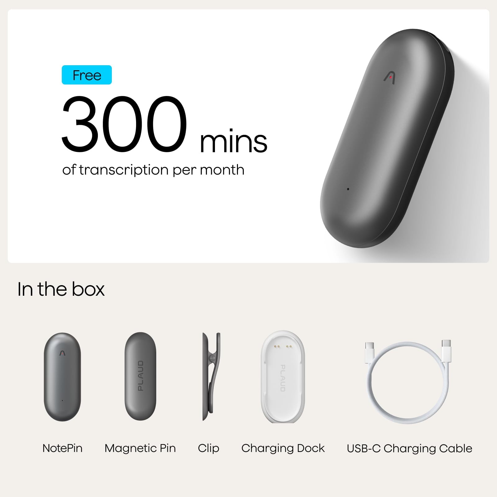 Plaud NotePin Voice Recorder, AI Voice Recorder, App Control, AI Notetaker, A…