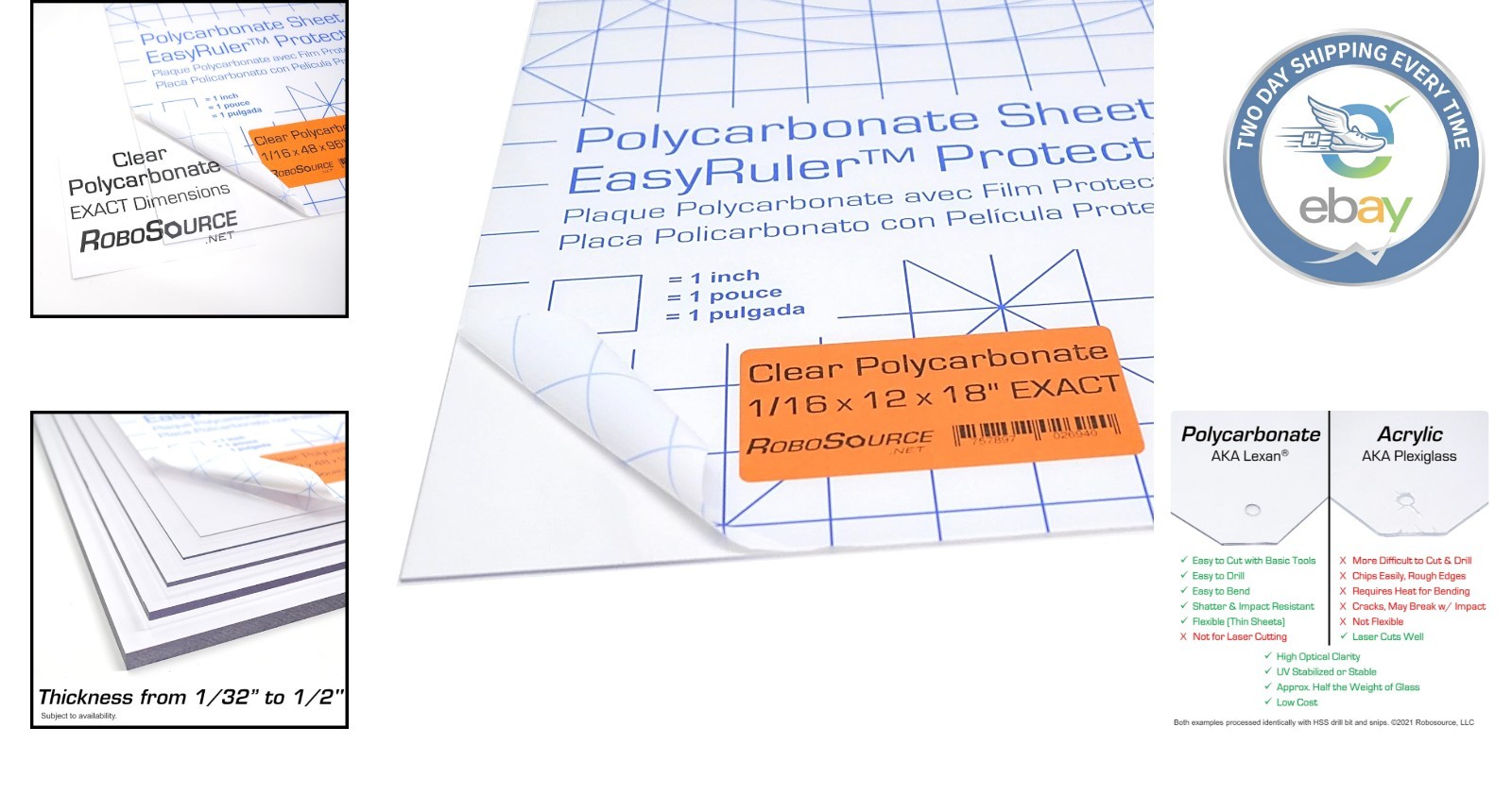 UV Shielded 12″ x 18″ Polycarbonate Sheet with EasyRuler Film for Versatile Use