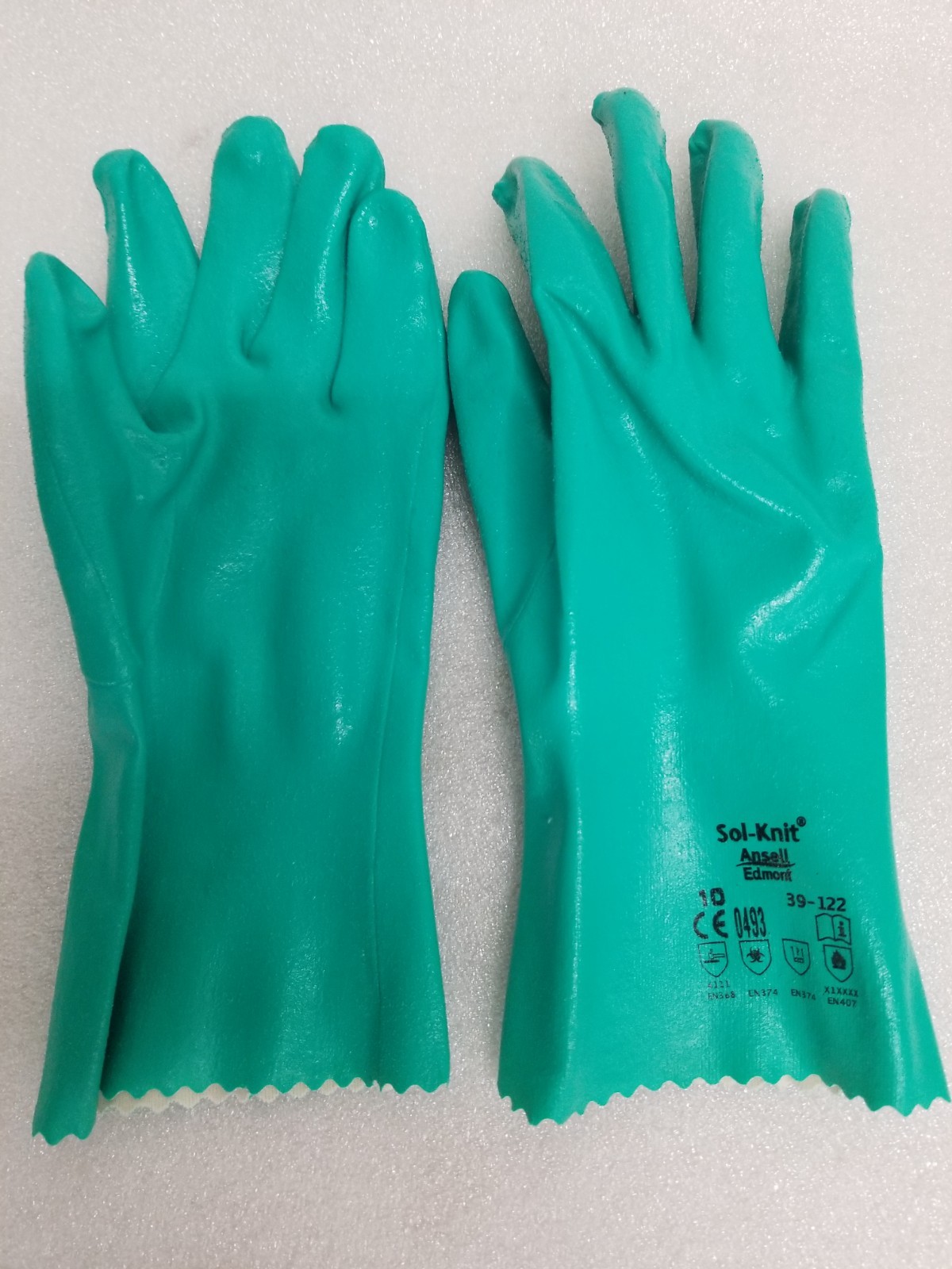 Ansell 39-122 SOL-KNIT 12″ Knit Lined Nitrile Chem Resist Gloves Size-10 12-Pack