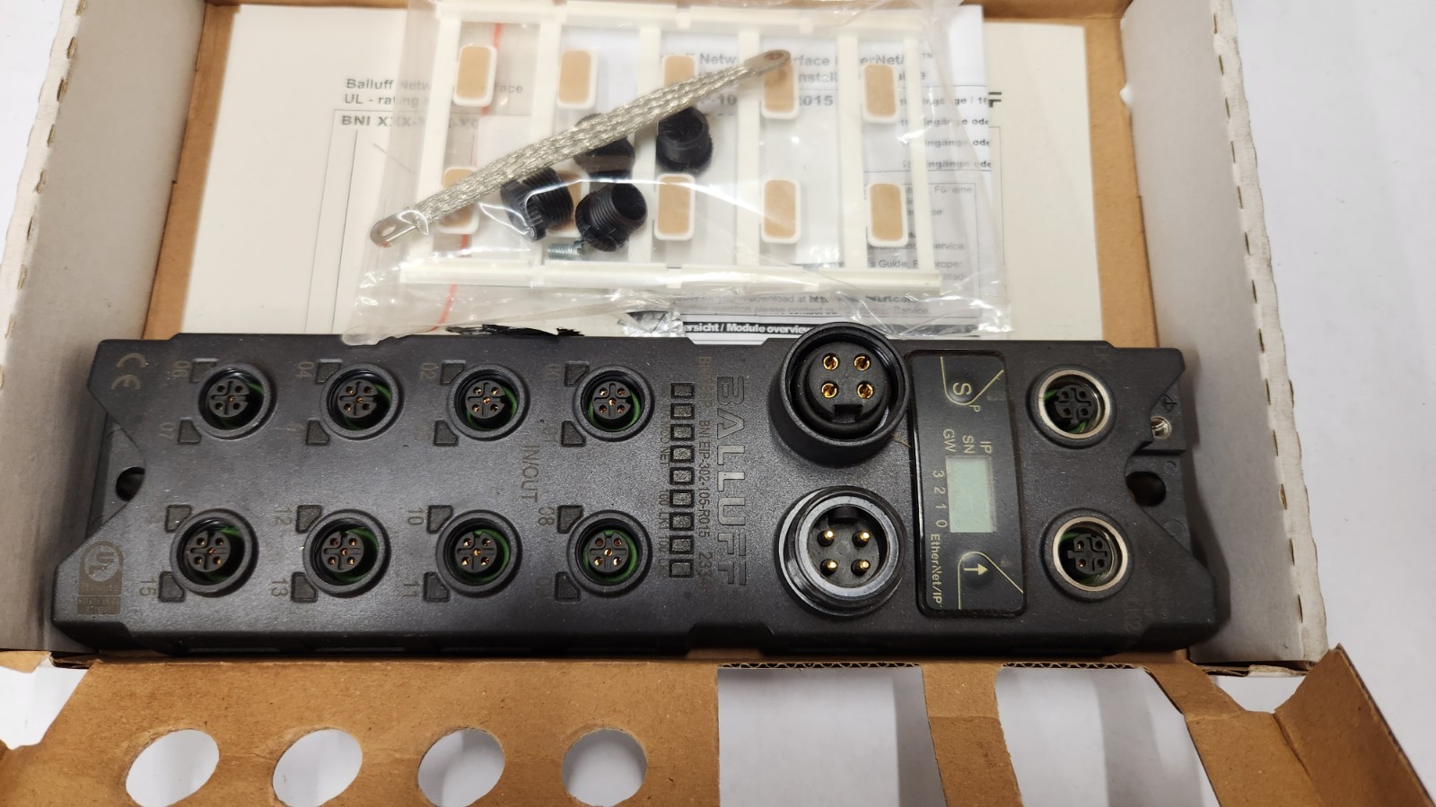 Balluff BNI008P BNI EIP-302-105-R015 Ethernet I/O Hub Network Block NEW WORN BOX