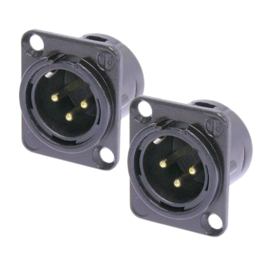 (2) Two Genuine NEUTRIK NC3MD-L-B-1 XLR «D» Series Panel Mount Male Black