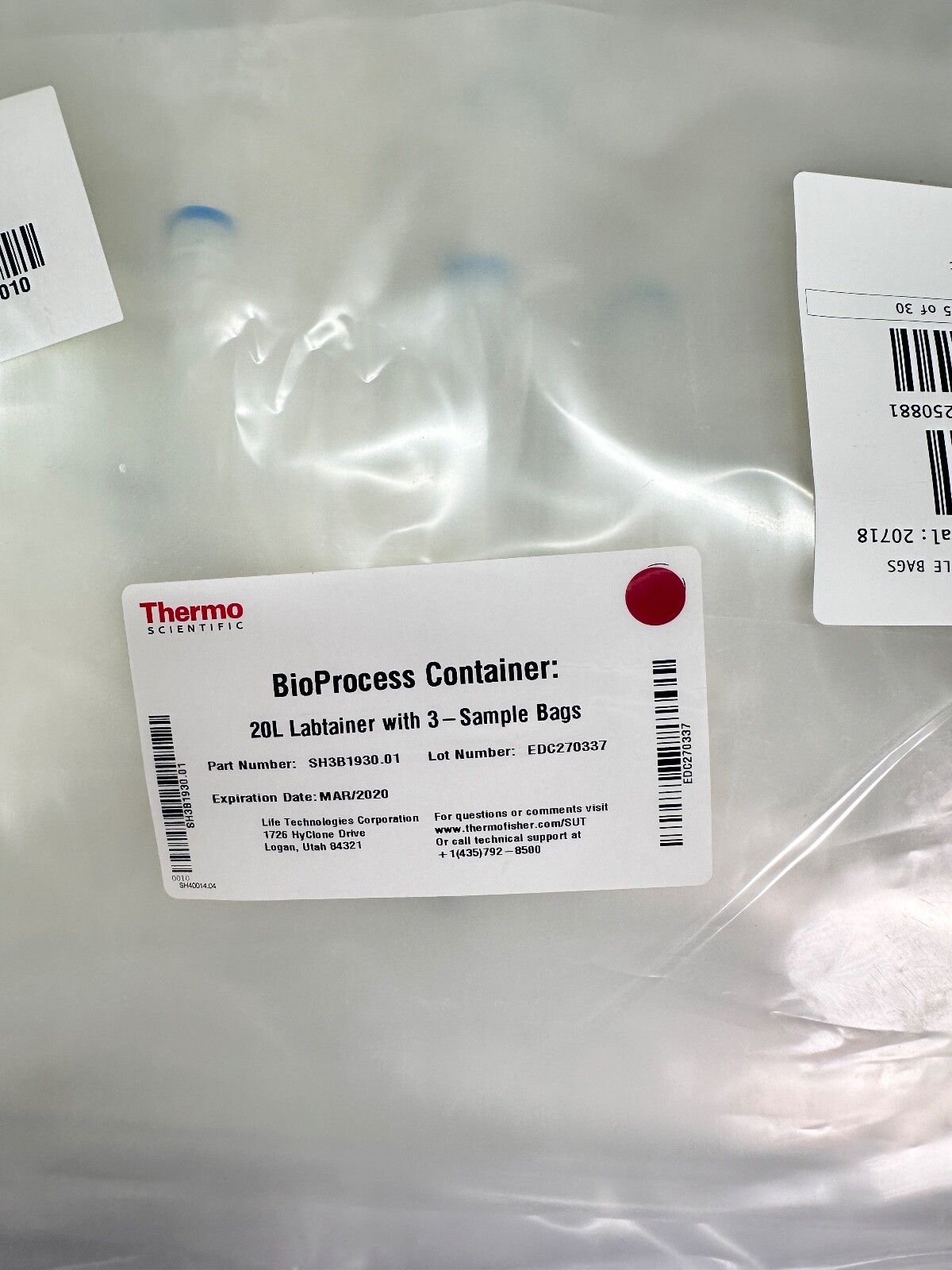 2x Thermo 20L Labtainer with 3 Sample Bags BioProcess Container 20L SH3B1930.01