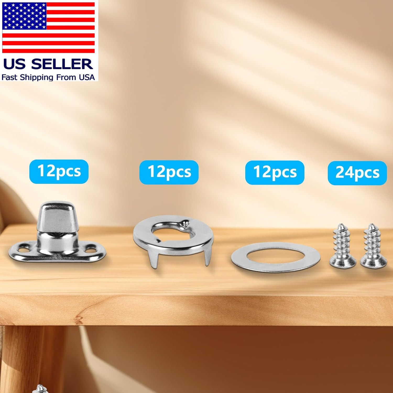 Marine Grade Fasteners – Nickel Plated Twist Lock & Turn Button Eye 12 Sets