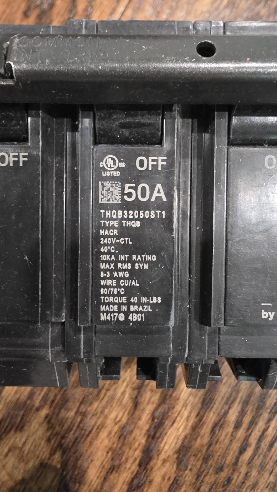 GE/ABB THQB32050STI 3 Pole 50 Amp Breaker Shunt Trip