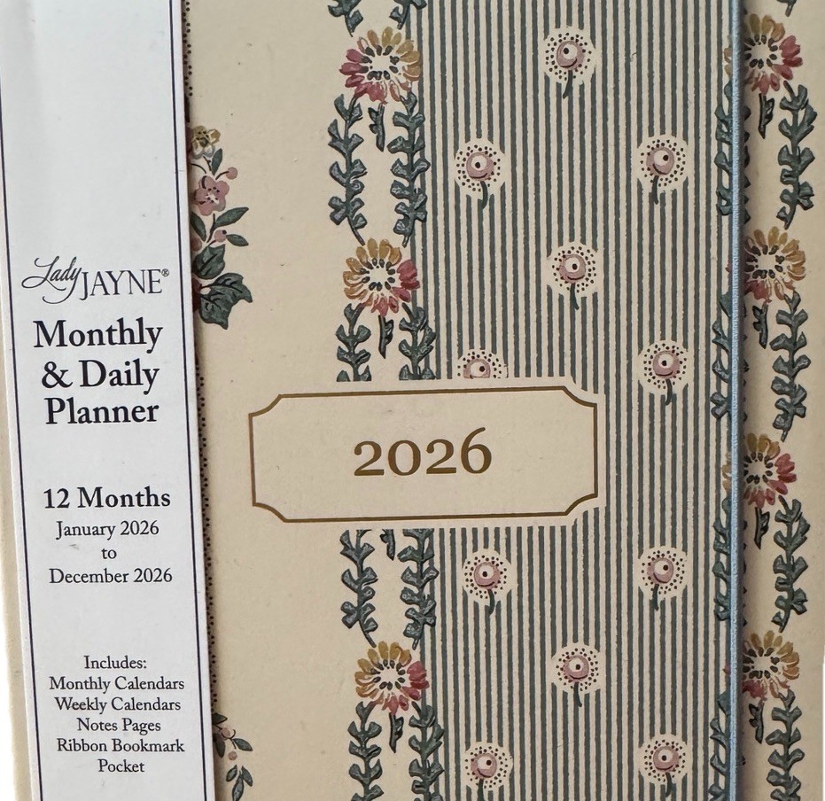 Lady Jayne Monthly & Weekly Planner 12 Months Jan-Dec 2026 Monthly, Weekly 8×6”