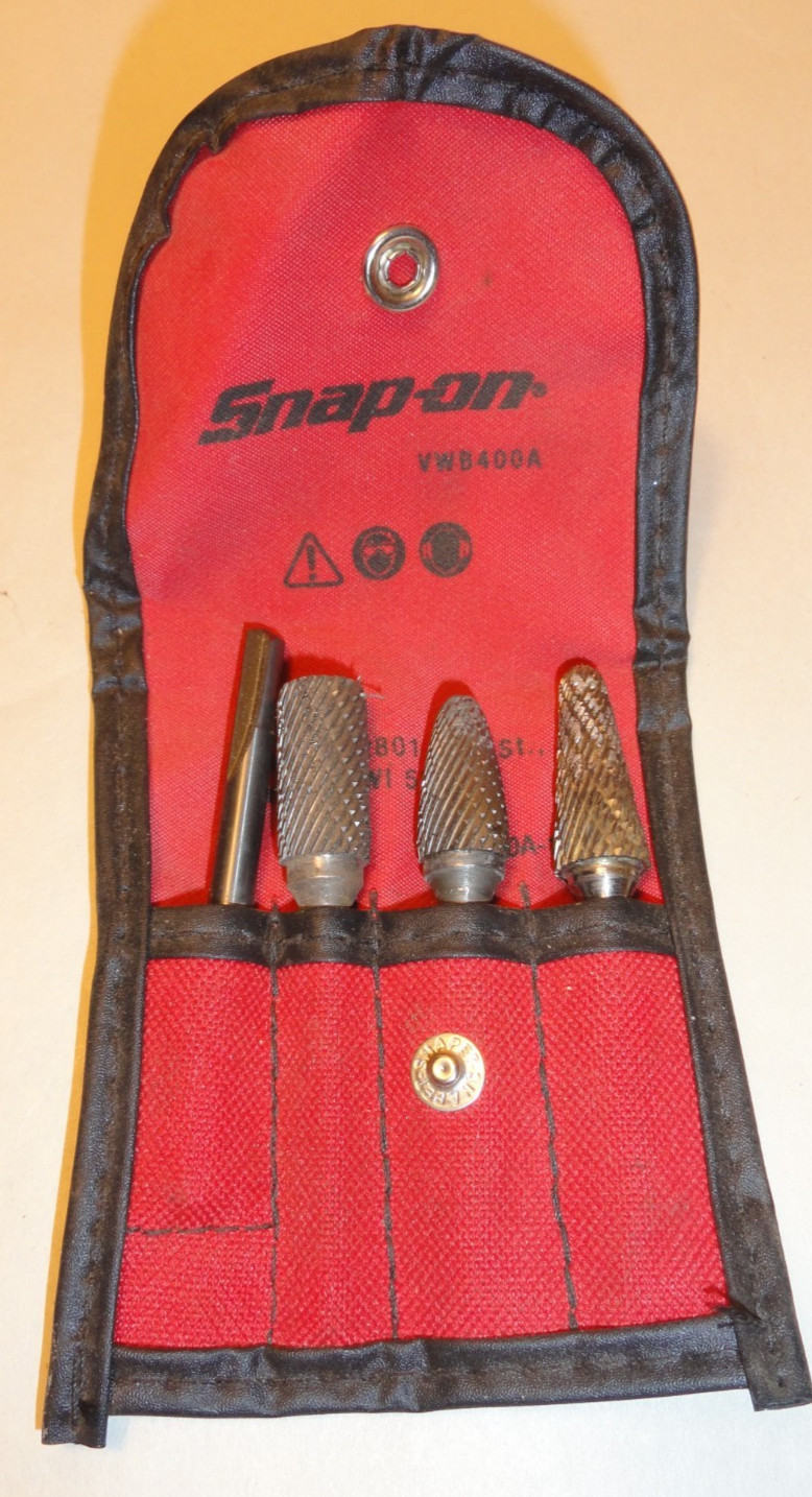 SNAP-ON TOOLS VWB400A 3 Pc Carbide Burr Set with Kit Bag USA
