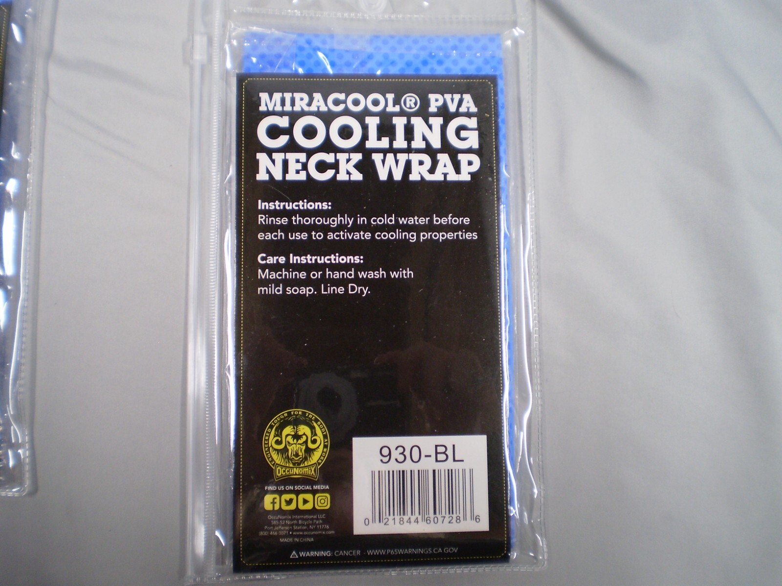 2 OccuNomix MiraCool PVA Cooling Neck Wrap w/Sun Protection Fishing Sports Work