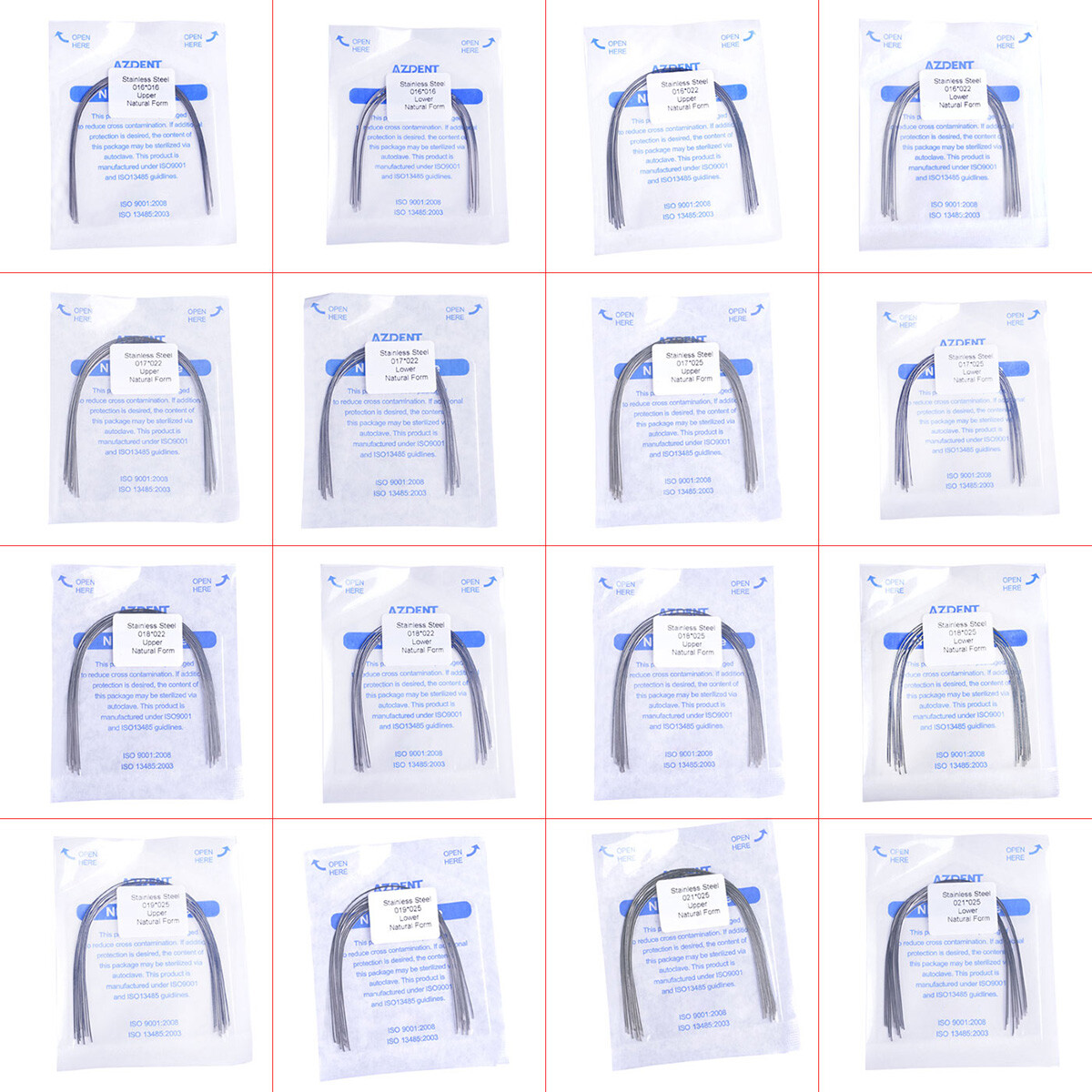 10Packs Orthodontic Dental Stainless Steel Natural Form Rectangular Arch Wires