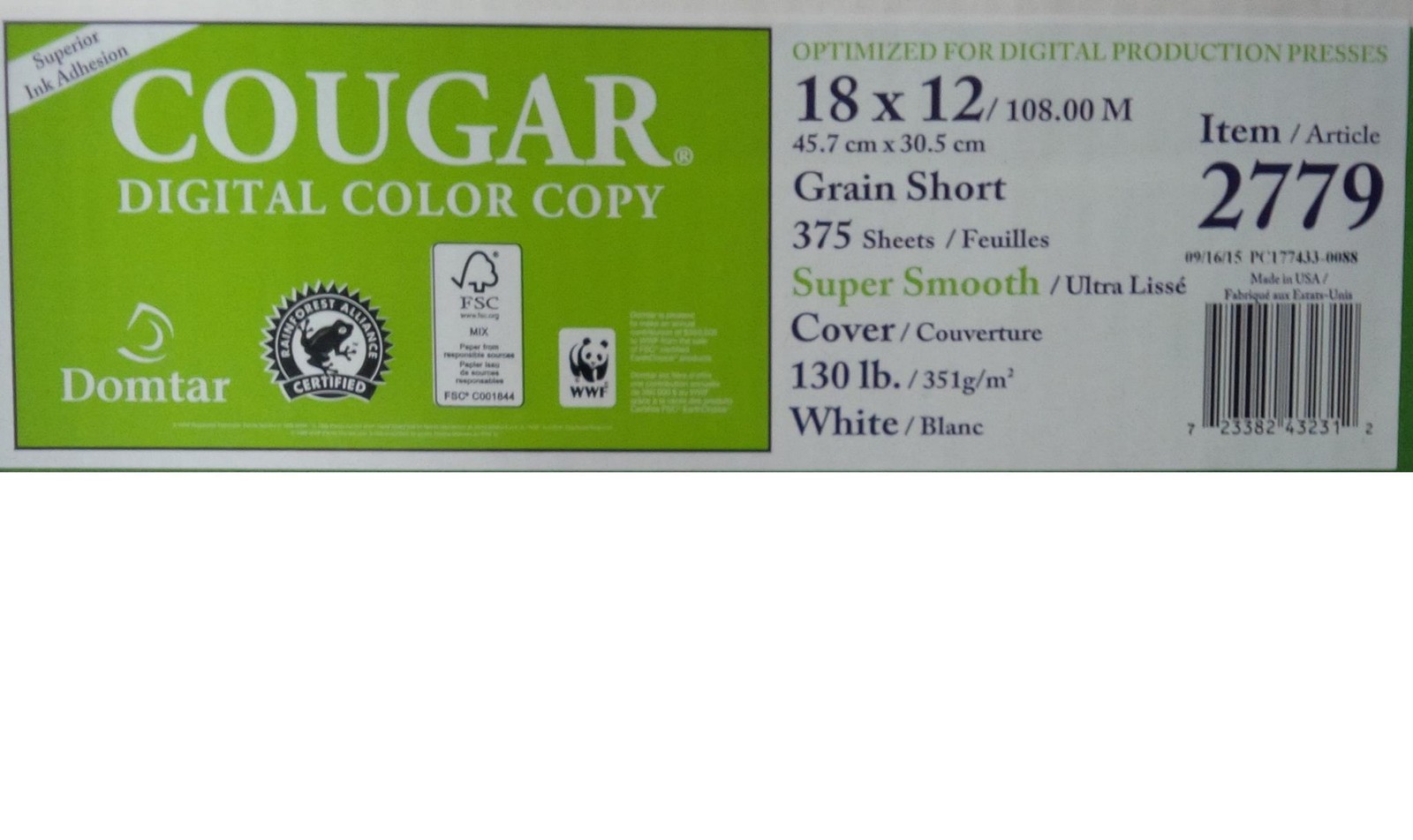 Extra Heavy-duty Cardstock,130lb Cover (351 GSM), 18×12 Inch, Smooth, 375/Pk