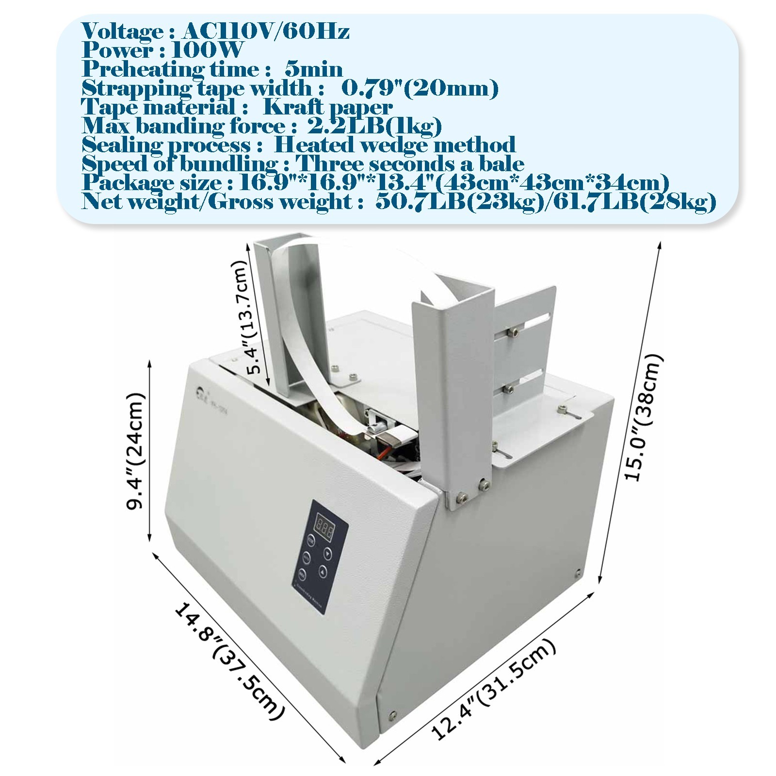 110V 60Hz Fully Auto Cross-Shaped Paper Tape Banknote Bundling Machine 100W