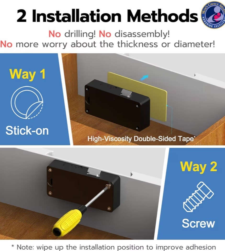 Smart Cabinet Lock, Hidden No Drill Adhesive Magnetic Baby Proofing Child Proof