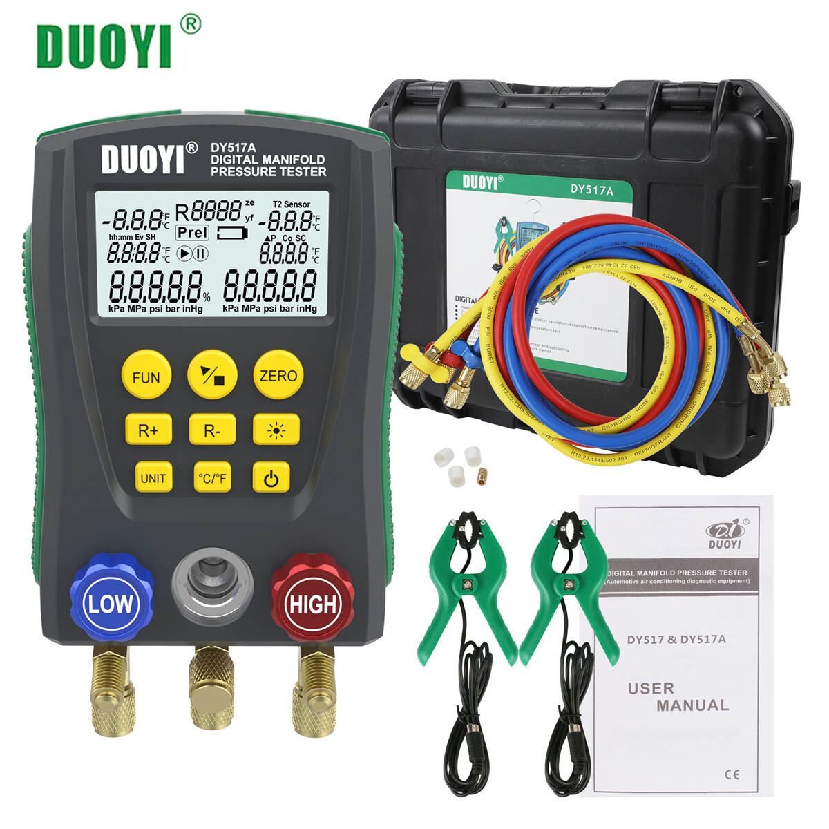 Professional Refrigeration Manifold Gauge Kit – Digital HVAC System Tester
