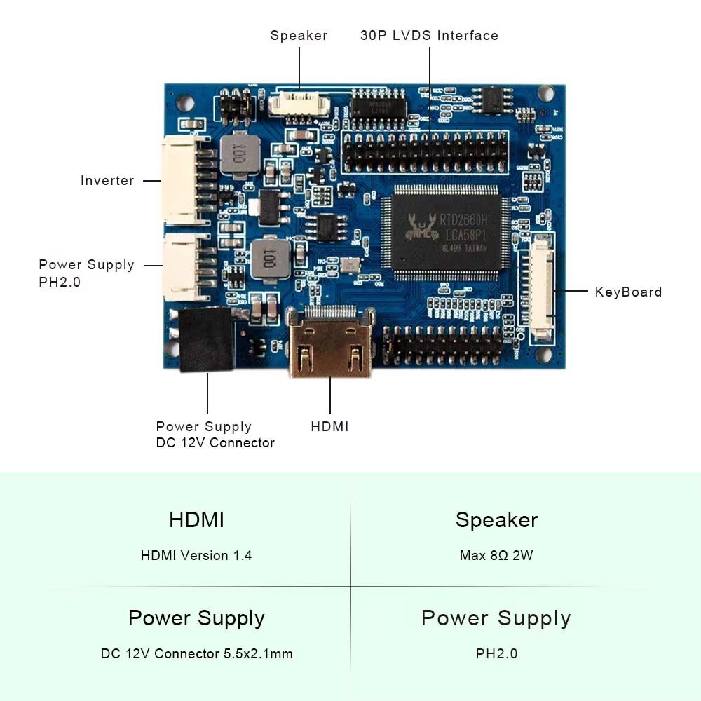HDMI LCD Controller Board For 15inch 1024x768G150XVN01.1 LCD Panel