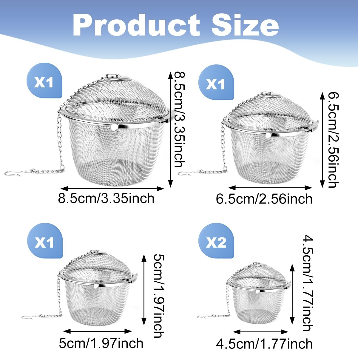 5 Pcs Ultrasonic Cleaner Baskets Stainless Steel Cleaning, 3.4 Inch