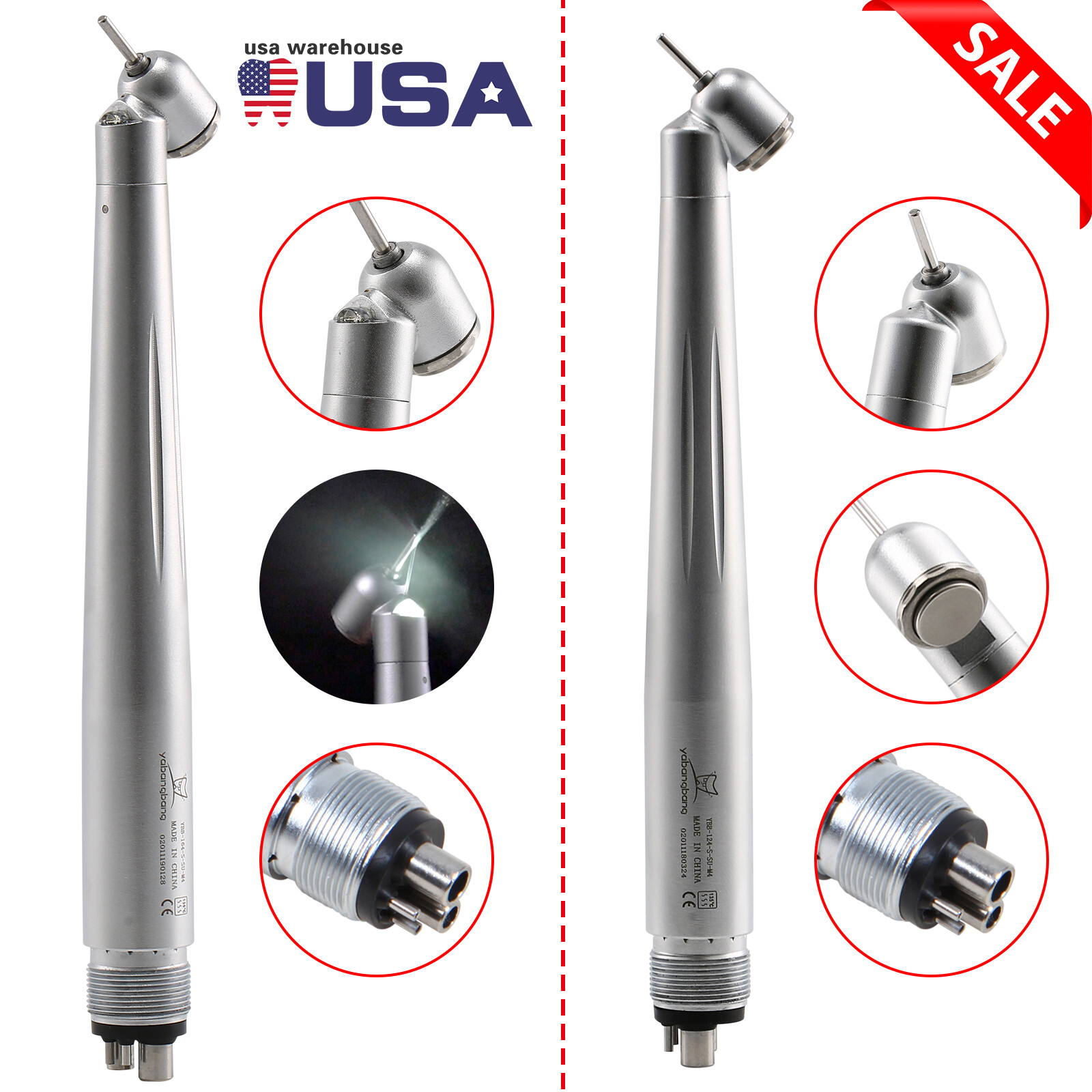 Yabangbang Dental 45 Degree Surgical High Speed Handpiece Push Button (LED) 4H A