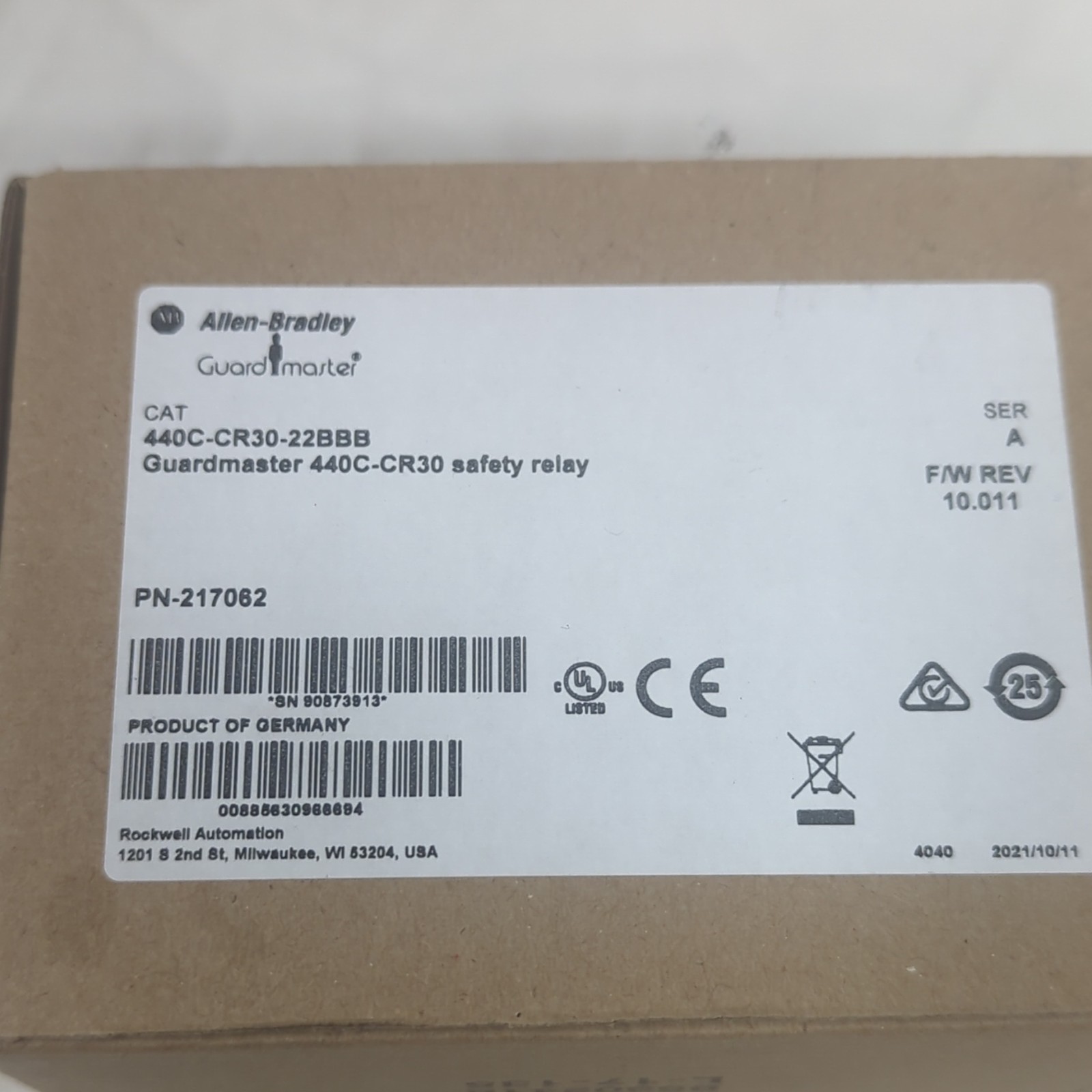 Allen-Bradley Guardmaster 440C-CR30 Safety Relay 24VDC 4PST 440C-CR30-22BBB