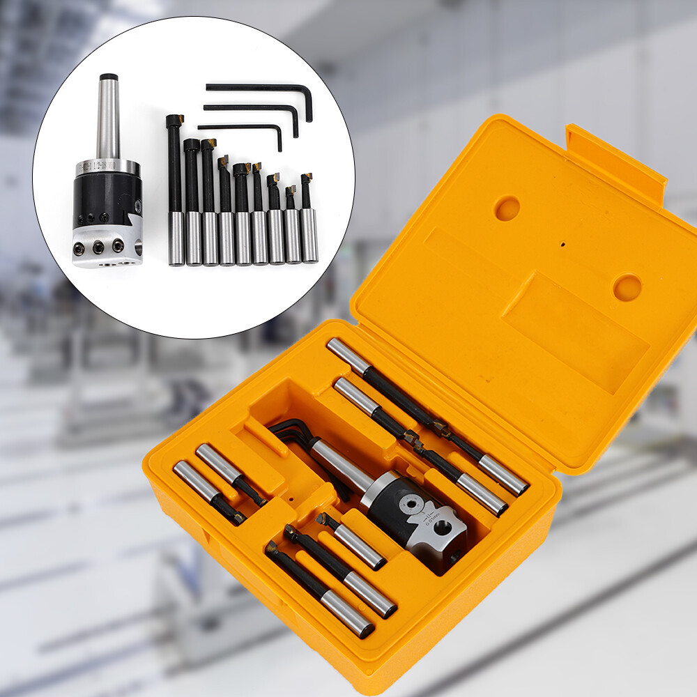 MT2-F1-9pcs Boring Head 1/2″ Carbide Boring Bar Full Set Milling NEW