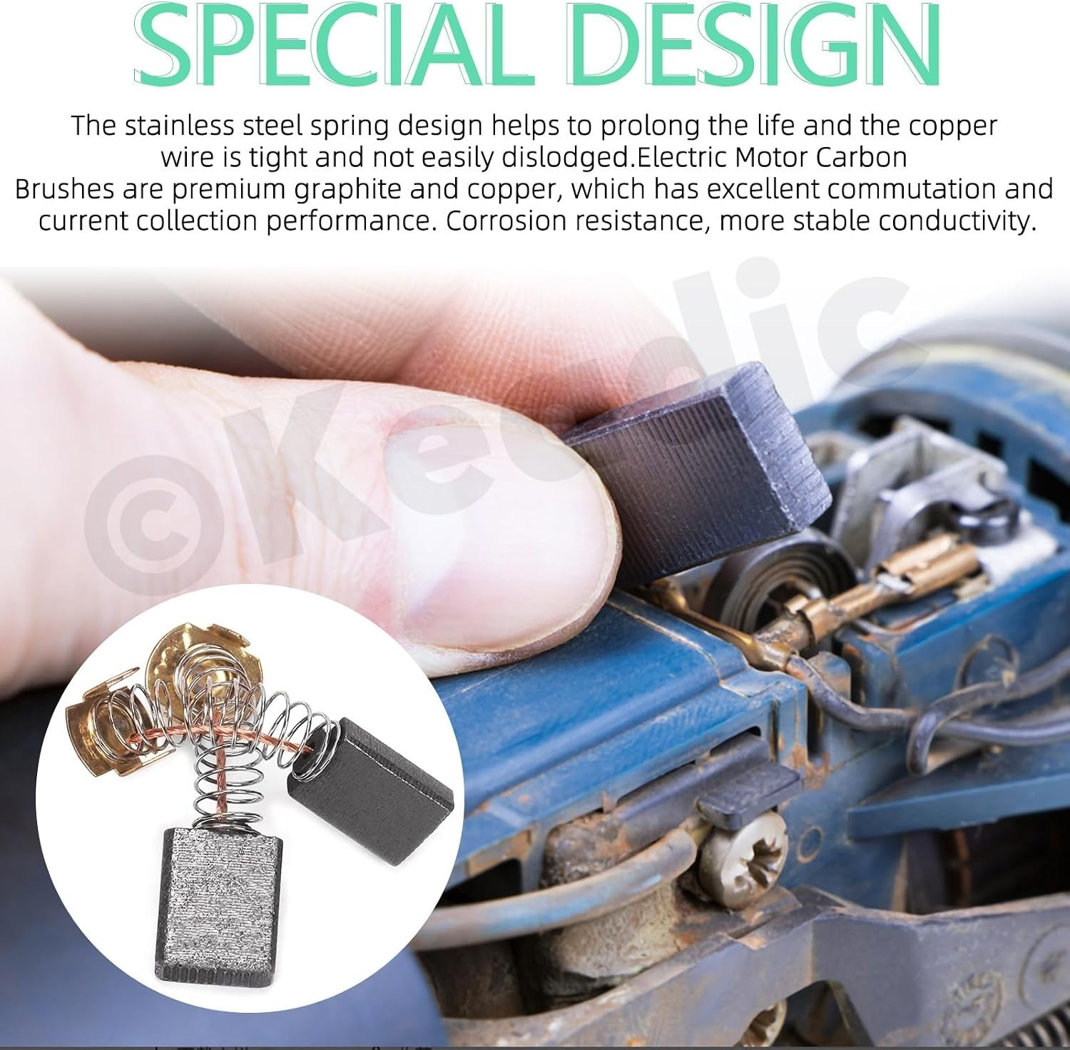 «Electric Motor Carbon Brushes 40pcs Assortment, 10 Sizes Replacement Brush Kit»