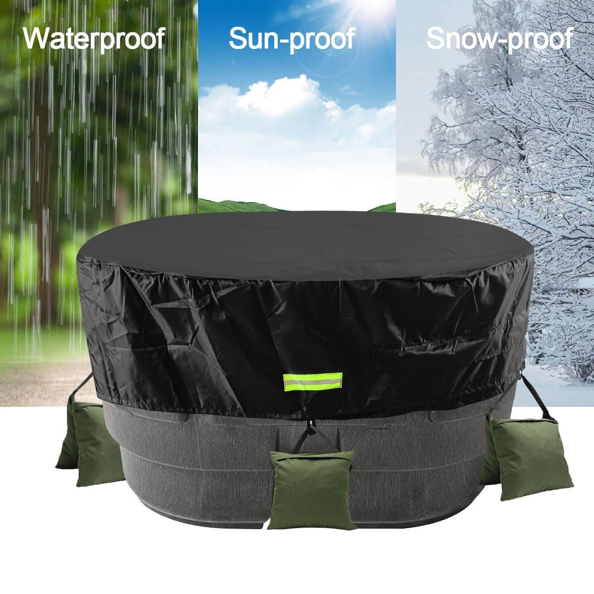MQLD Rubermaid 100 Gallon Waterproof Stock Tank Cover with Zipper, Rectangula…