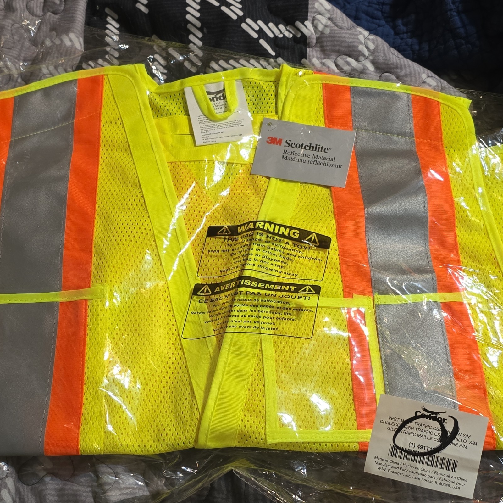3 Hi-Visibility Yellow Mesh Reflective Safety Vest with Hi-Visibility Orange